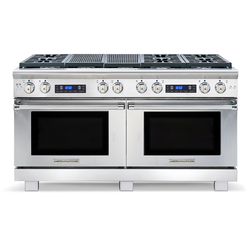 American Range 60" Range, 6  Burners ,  Dual Fuel, Sealed Burner, (2) 11" Grills