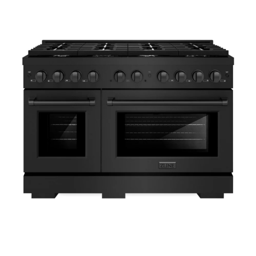 ZLINE ZLINE 48 in. 6.7 cu. ft. Paramount Double Oven Dual Fuel Range with 8 Burner Gas Cooktop in Black Stainless Steel (SDRB-48)