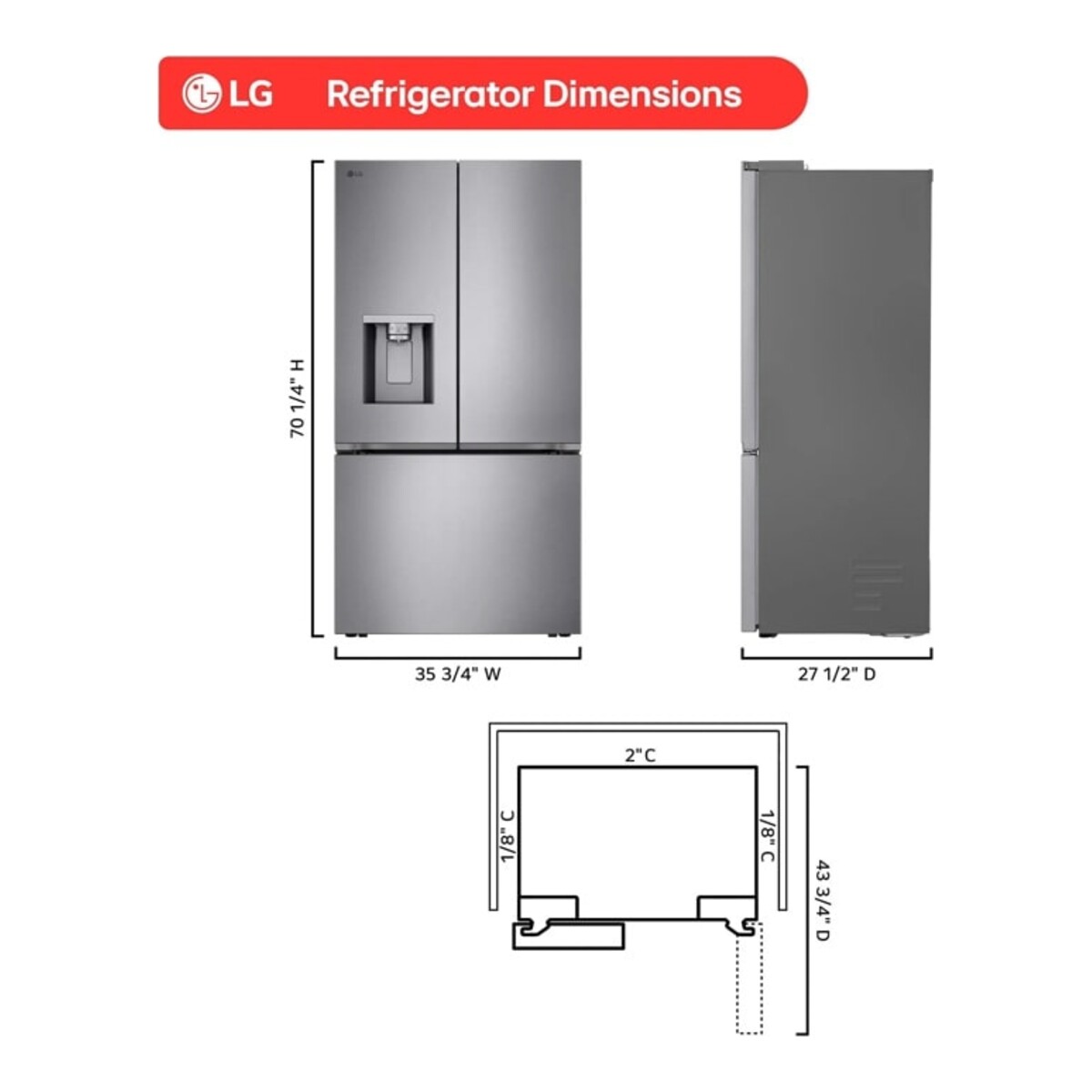 LG - LY24Z6231V - 24 cu. ft. Counter-Depth MAX with Zero Clearance