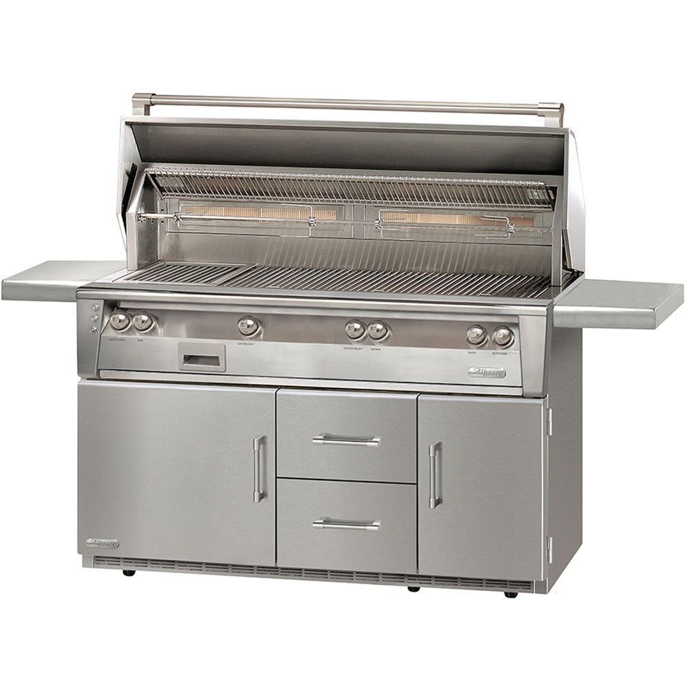 Alfresco 56-In. Liquid Propane Jumbo Grill with Sear Zone on Refrigerated Cart