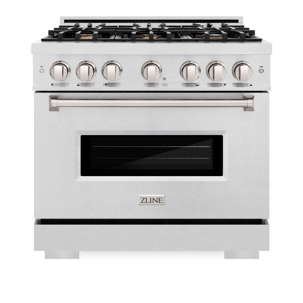 ZLINE ZLINE 36 in. 5.2 cu. ft. Classic Dual Fuel Range with Gas Cooktop and Electric Convection Oven in DuraSnow Stainless Steel with 6 Brass Burners (CDRS-BR-36)