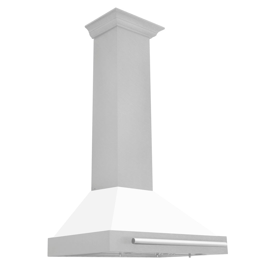 ZLINE ZLINE 48" Fingerprint Resistant Stainless Steel Range Hood with White Matte Shell and Stainless Steel Handle