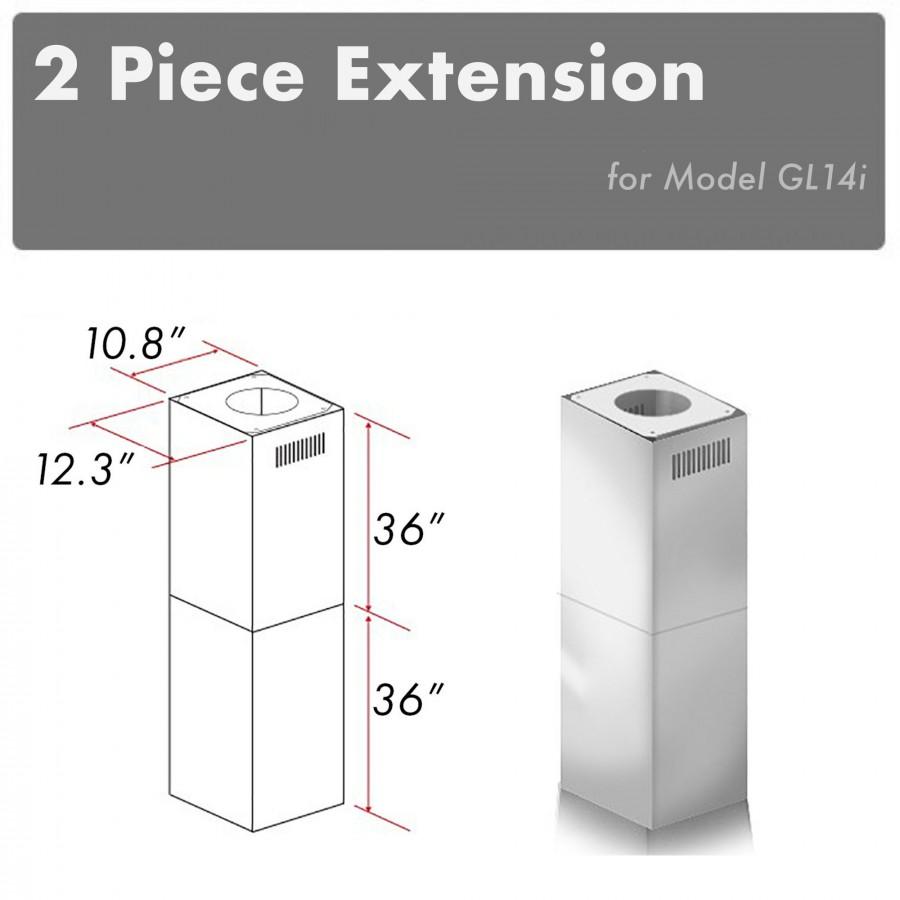 ZLINE ZLINE 2-36 in. Chimney Extensions for 10 ft. to 12 ft. Ceilings (2PCEXT-GL14i)