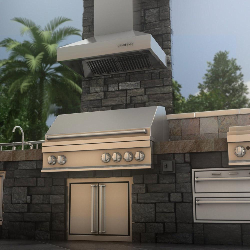 Model: 697-304-54 | ZLINE ZLINE 54" Ducted Wall Mount Range Hood in Outdoor Approved Stainless Steel (697-304-54)