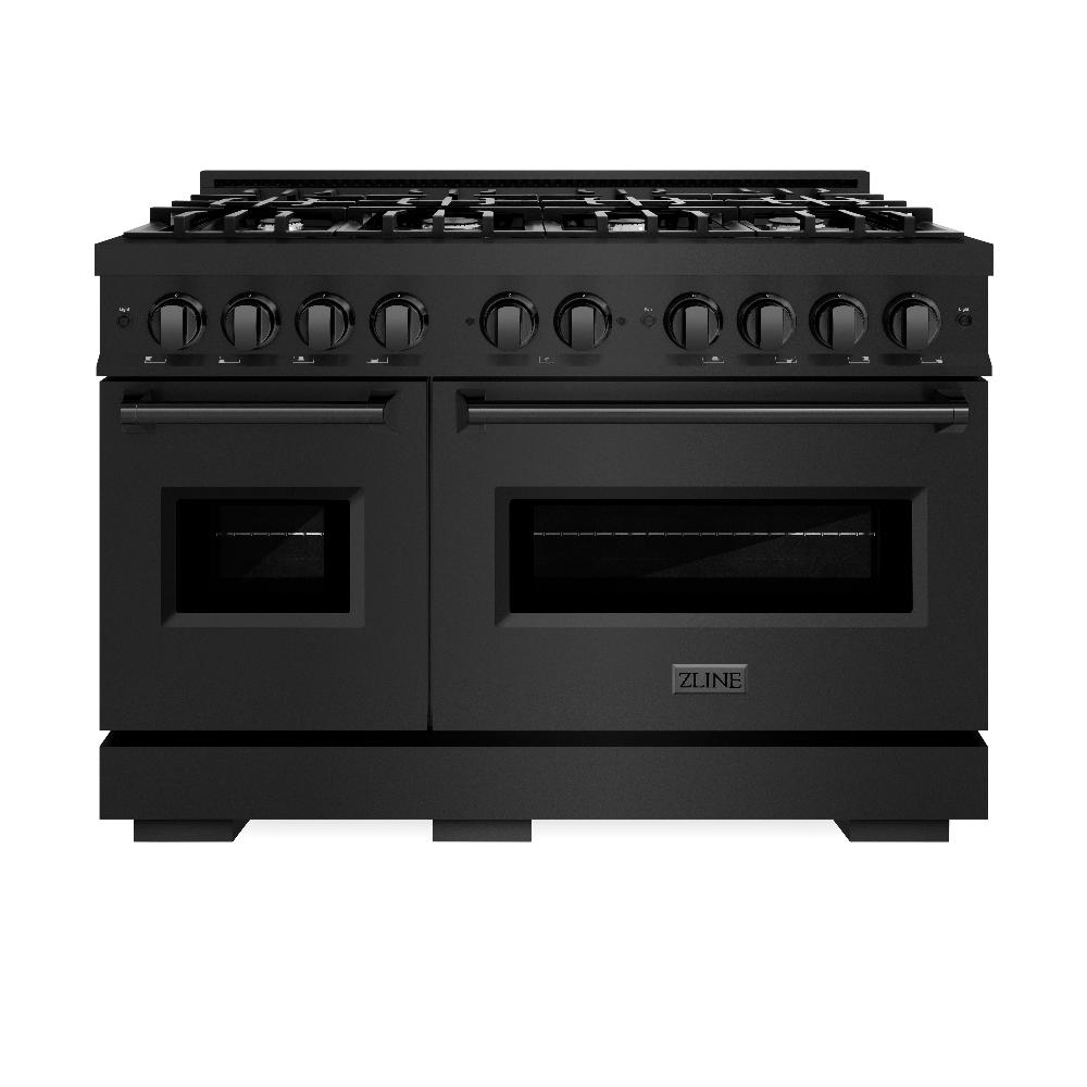 ZLINE ZLINE 48 in. 6.7 cu. ft. Classic Double Oven Dual Fuel Range with 8 Burner Gas Cooktop in Black Stainless Steel (CDRB-48)
