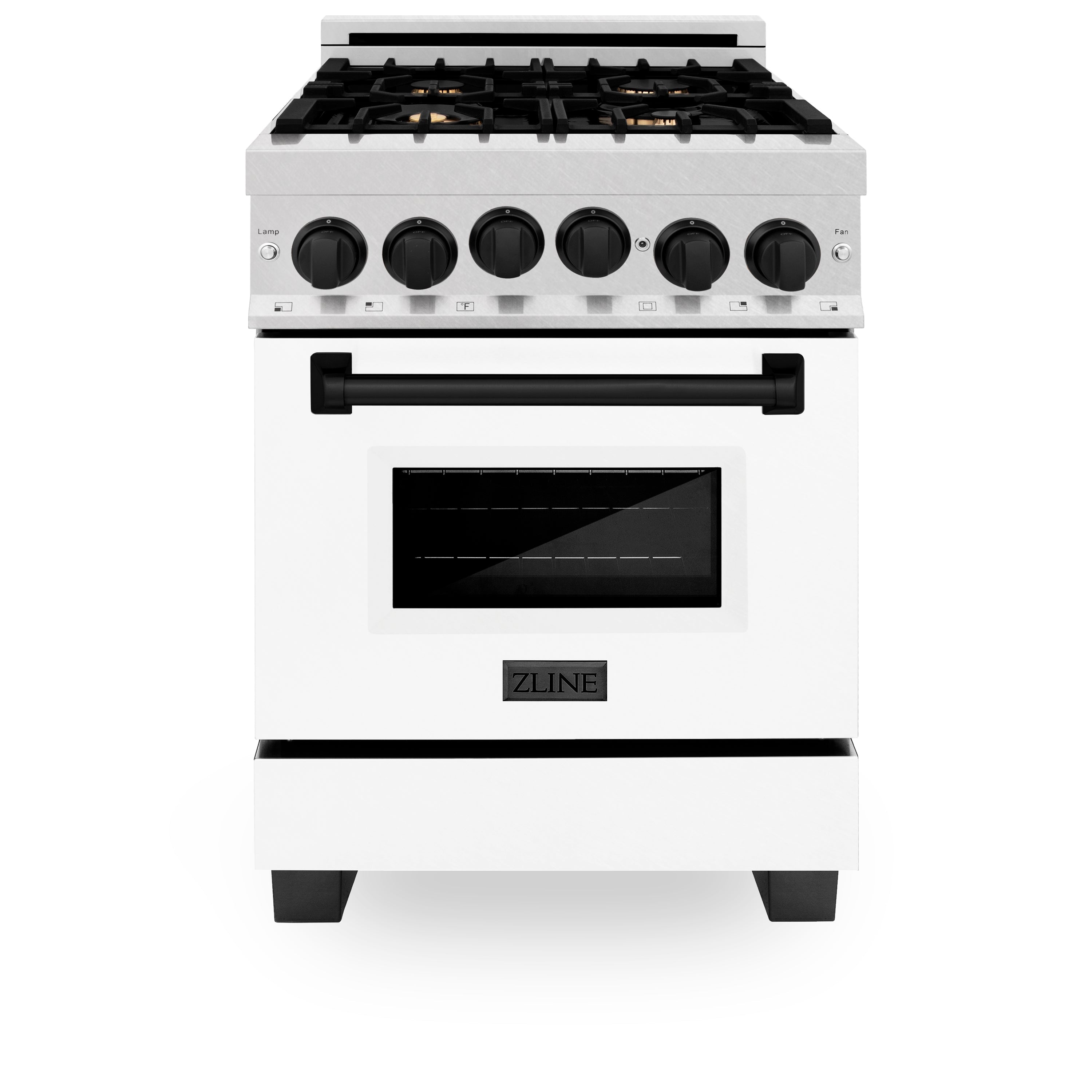 ZLINE ZLINE Autograph Edition 24" 2.8 cu. ft. Range with Gas Stove and Gas Oven in Stainless Steel with White Matte Door and Matte Black Accents (RGZ-WM-24-MB)