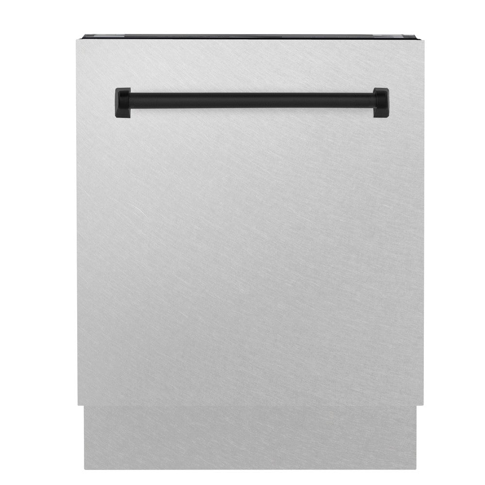 ZLINE ZLINE Autograph Edition 24" 3rd Rack Top Control Built-In Tall Tub Dishwasher in Fingerprint Resistant Stainless Steel with Matte Black Handle, 51dBa (DWVZ-SN-24-MB)