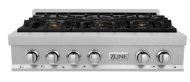 ZLINE ZLINE 36 in. Porcelain Rangetop in DuraSnow Stainless Steel with 6 Gas Brass Burners (RTS-BR-36)