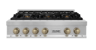ZLINE ZLINE 36 In. Autograph Edition Rangetop in Stainless Steel with Champagne Bronze Accents (RTZ-36-CB)