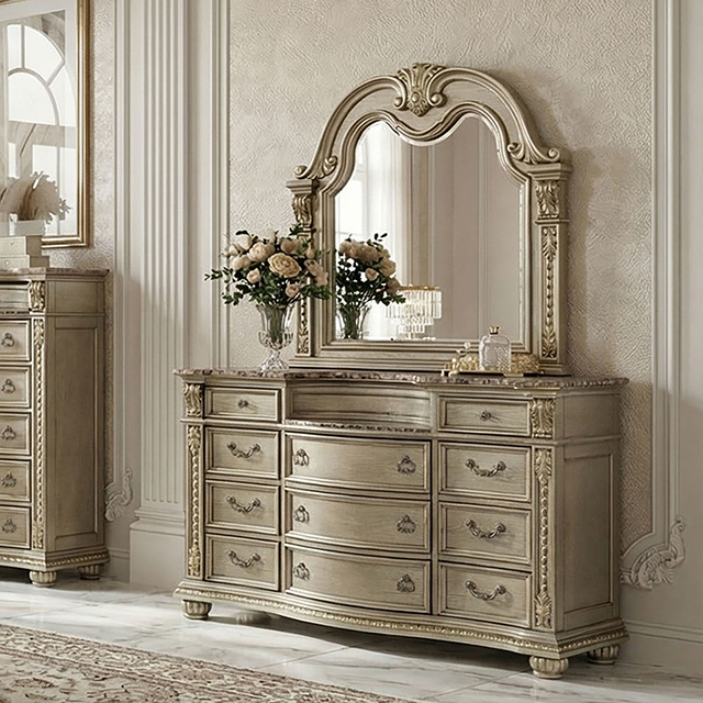 antique white and gold dresser Gorsedd Marble & Antique White Dresser