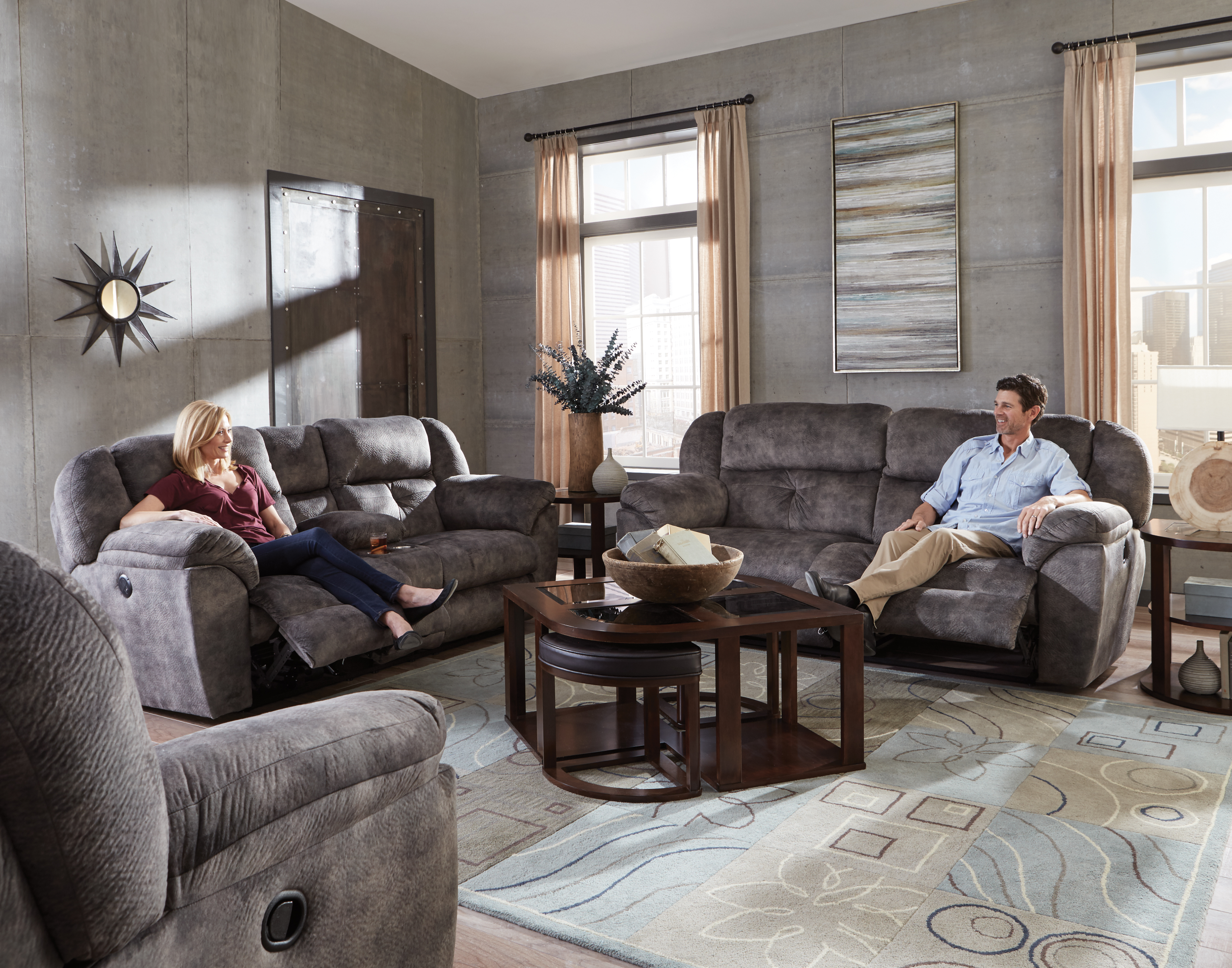 Catnapper Carrington Power Lay Flat Recl Console Loveseat W/Storage & Cupholders