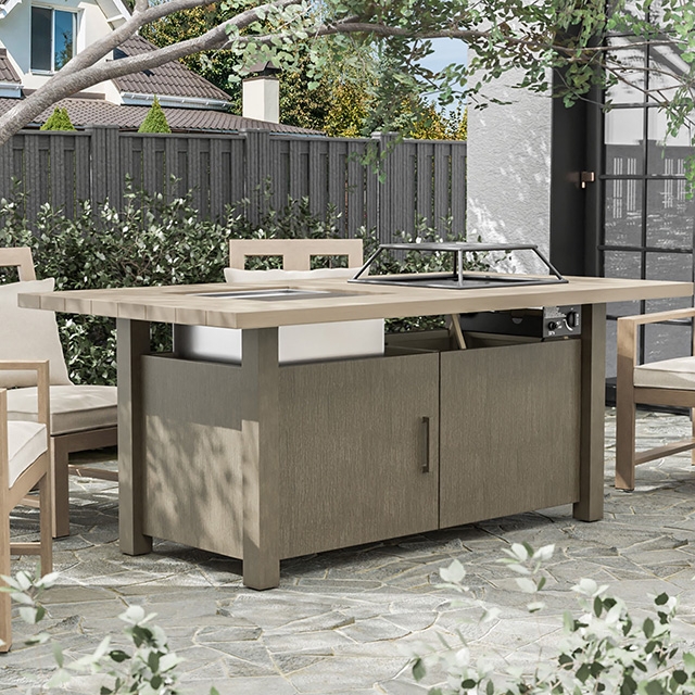 Furniture of America Bordeaux Dining Table w/ Fire Pit & Cooler