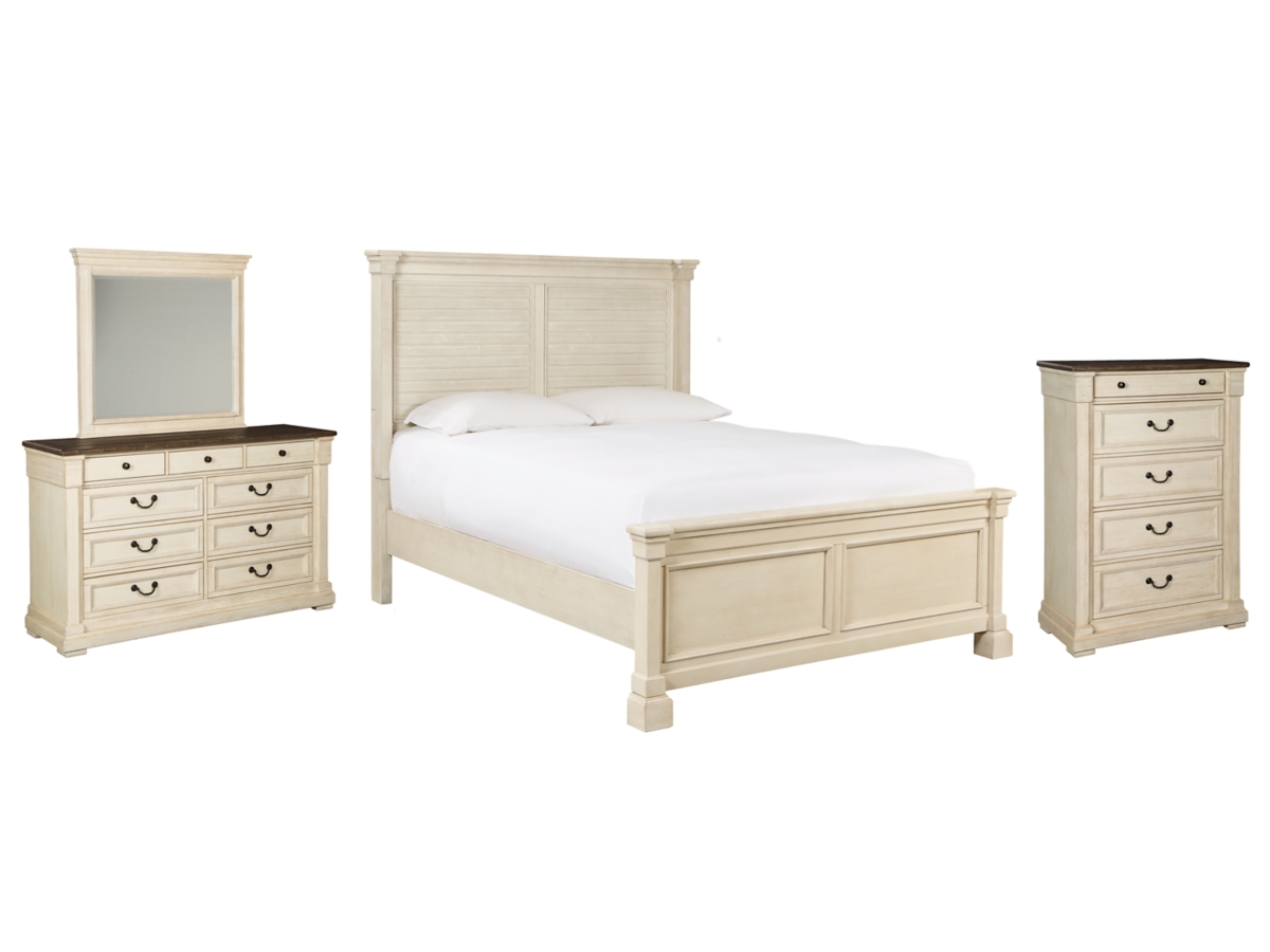 Signature Design by Ashley Bolanburg Queen Panel Bed with Mirrored Dresser and Chest - Queen