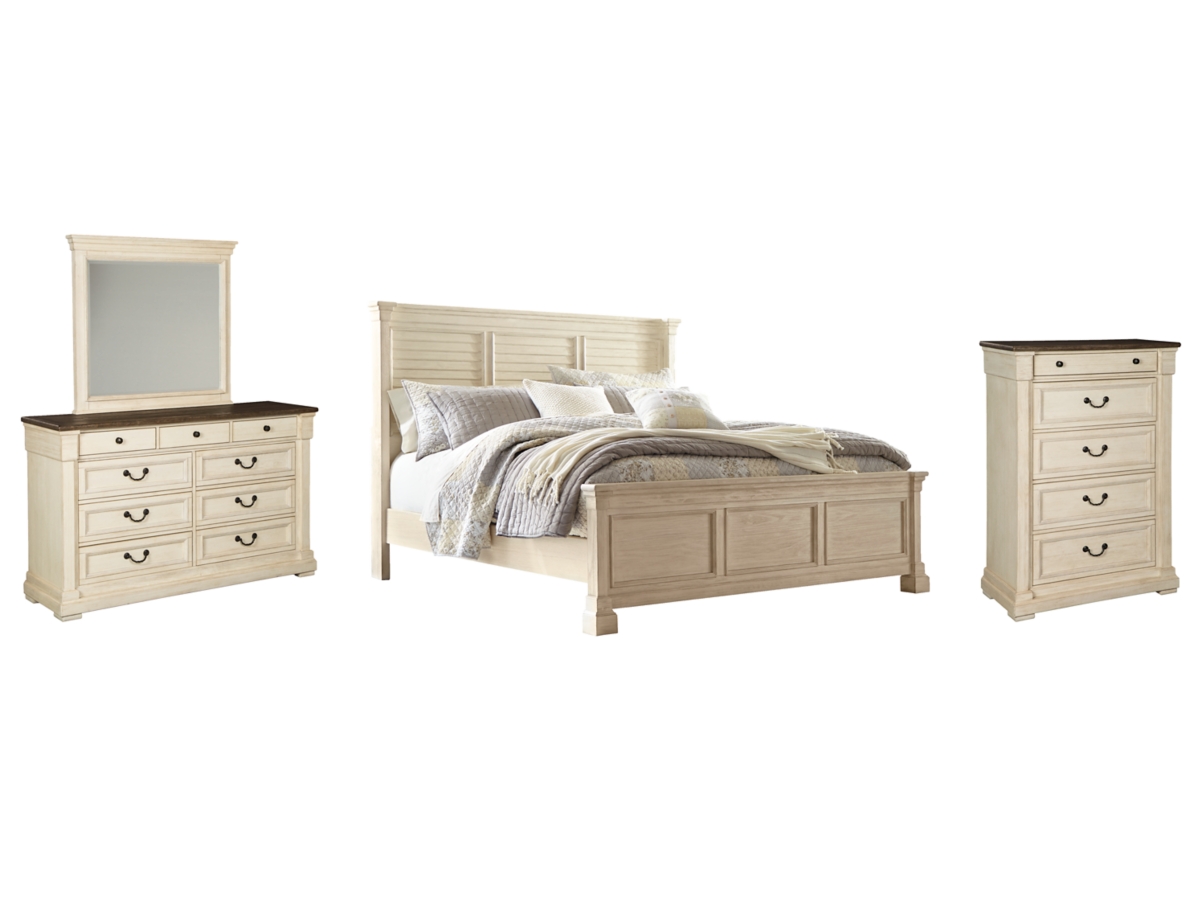 Signature Design by Ashley Bolanburg Queen Panel Bed with Mirrored Dresser and Chest - California King