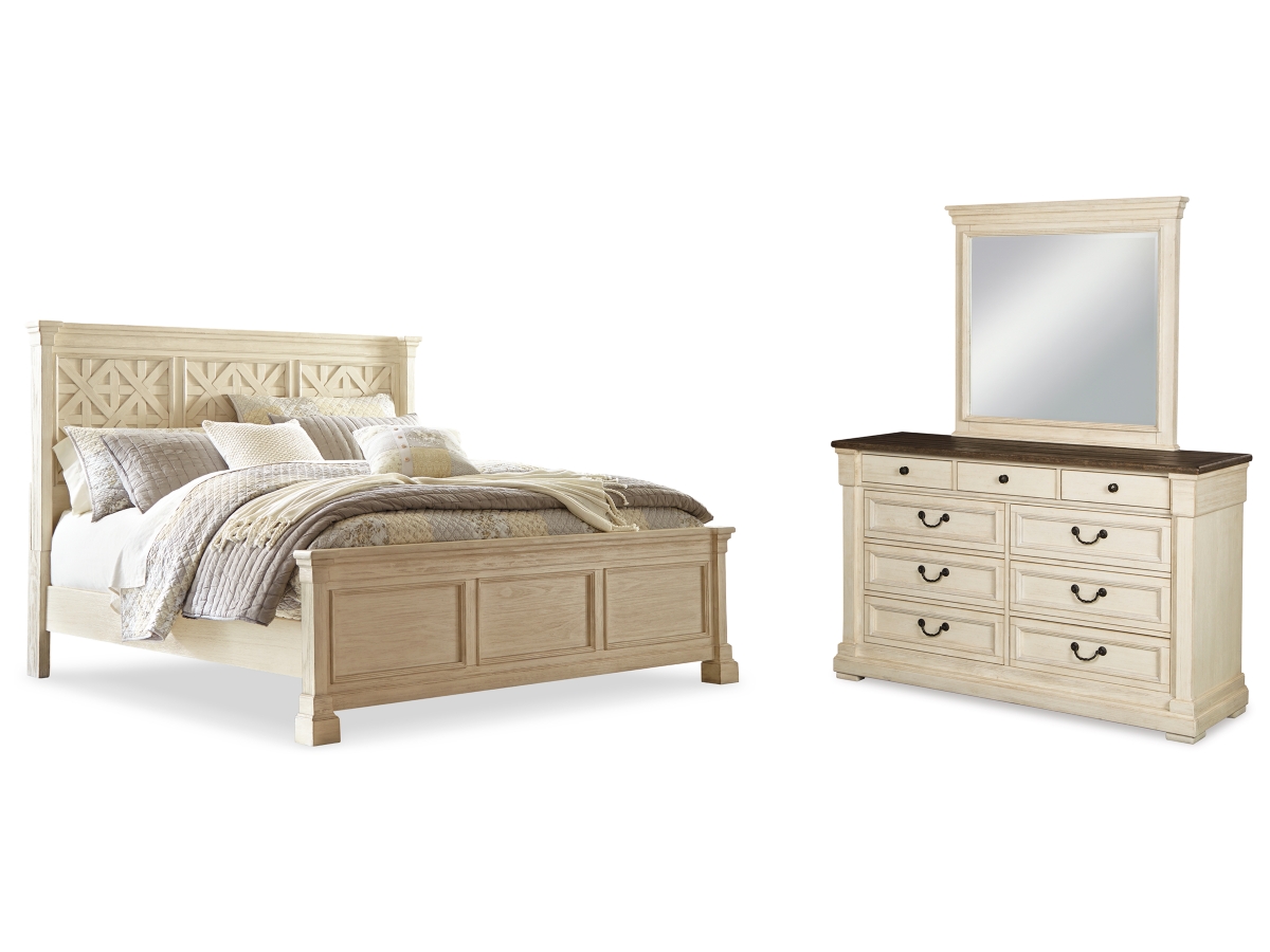 Signature Design by Ashley Bolanburg King Panel Bed with Mirrored Dresser