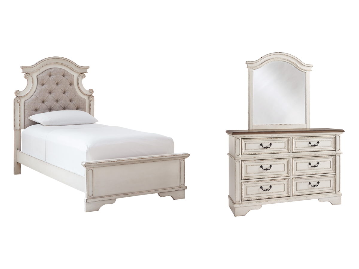Signature Design by Ashley Realyn Full Panel Bed with Mirrored Dresser - Twin