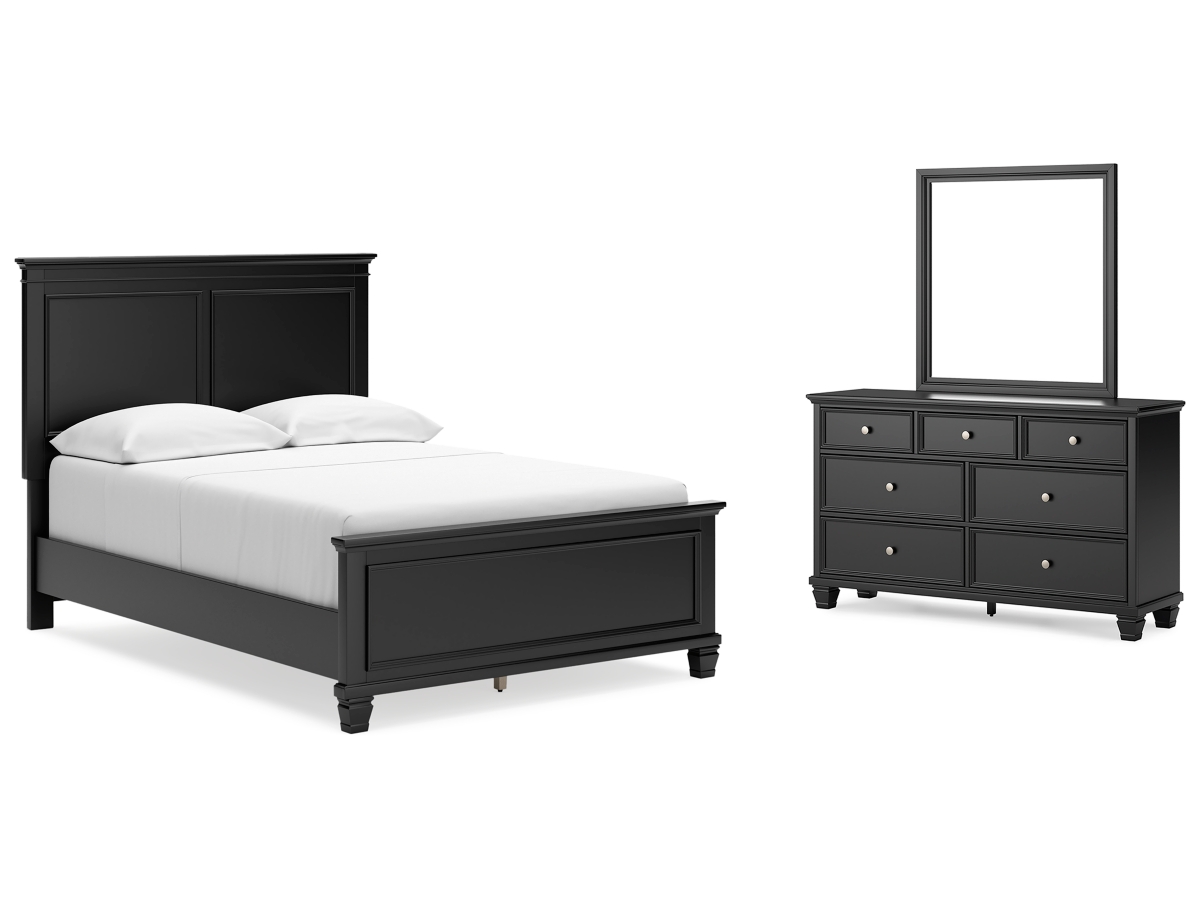 Signature Design by Ashley Lanolee Queen Panel Bed with Mirrored Dresser - Full