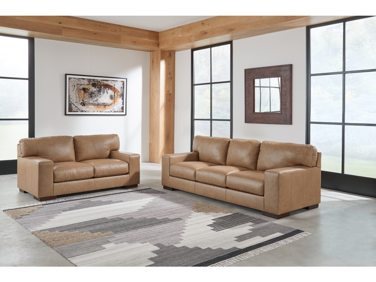 Ashley Lombardia Leather Sofa and Loveseat