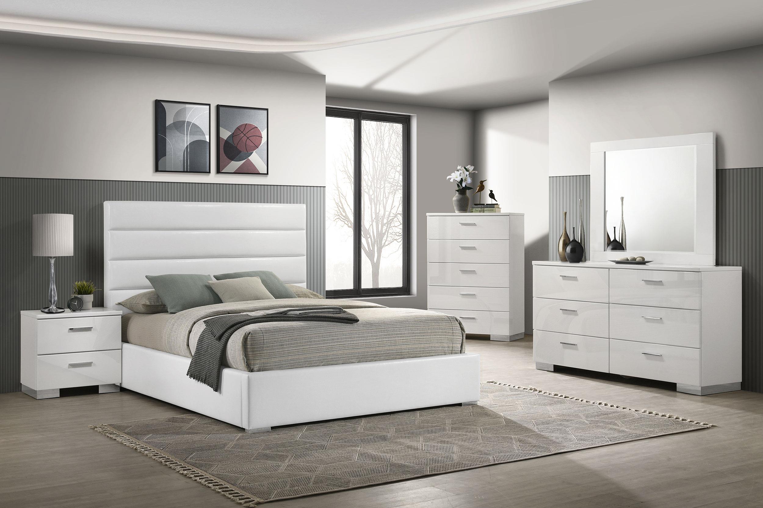 Coaster Felicity 5-piece Queen Bedroom Set White High Gloss