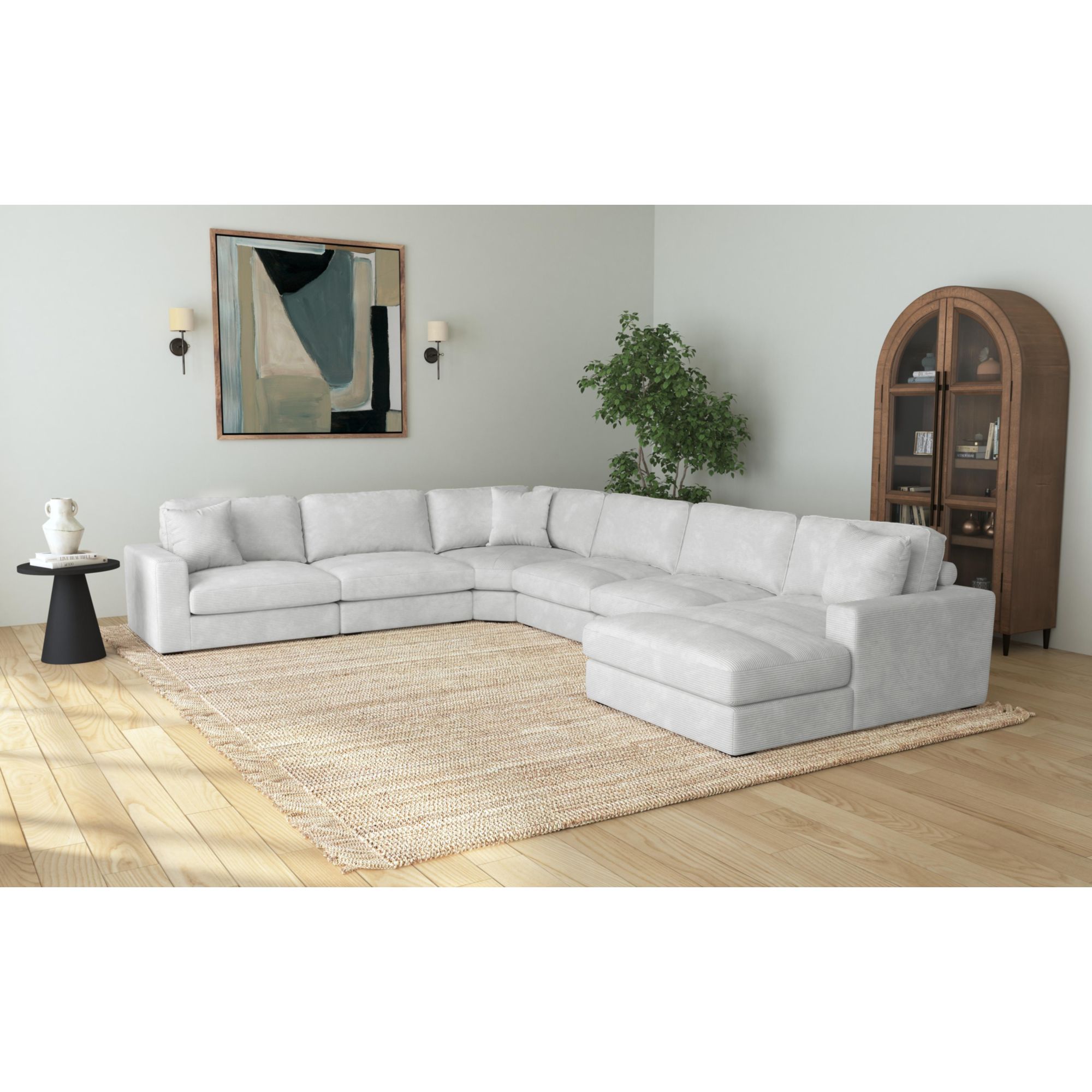 Elements Arizona Modular 6PC Sectional Set with RHF Chaise in Steno Stone