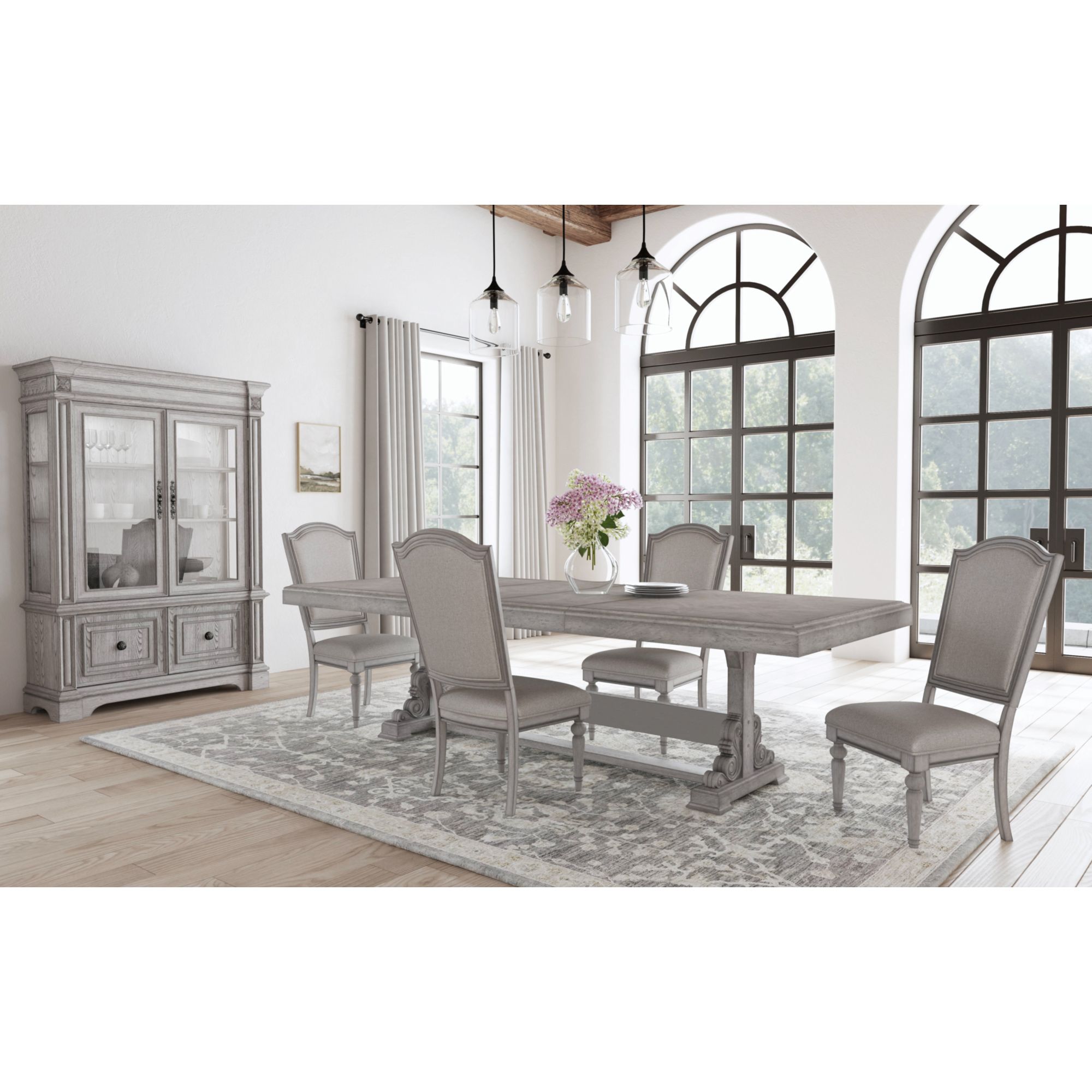 Elements Glenmore 5PC Standard Height Dining Set in Aged Grey-Table and Four Chairs
