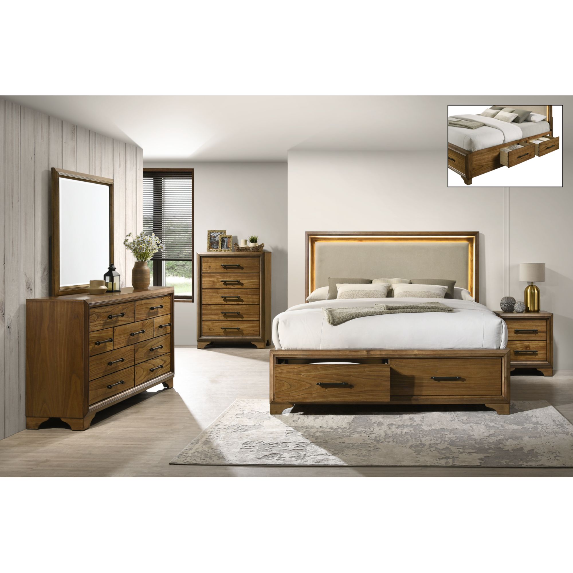 Elements Harmony 5-Drawer Chest in Walnut