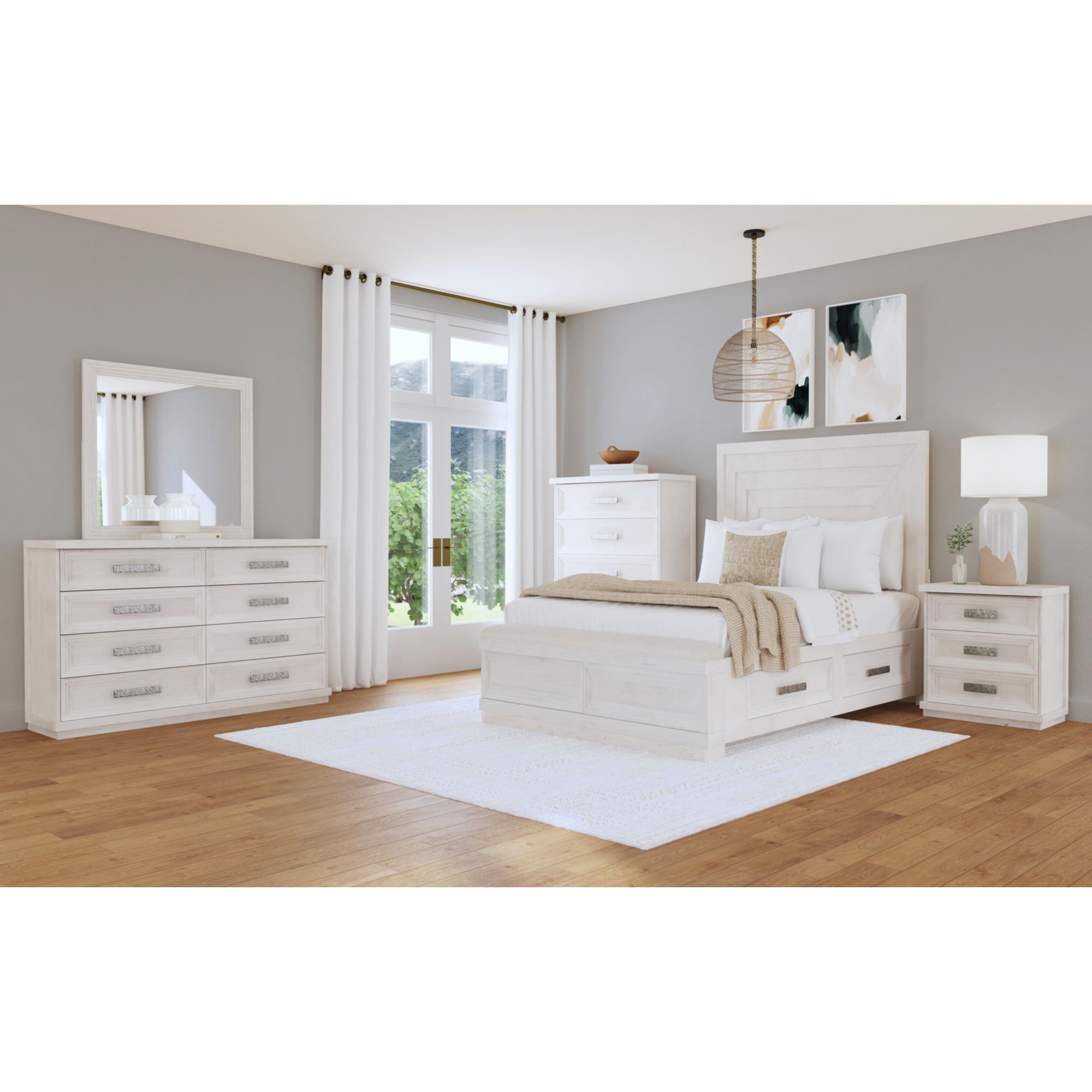 Elements Avalanche Queen Storage 3PC Bedroom Set in Antique White