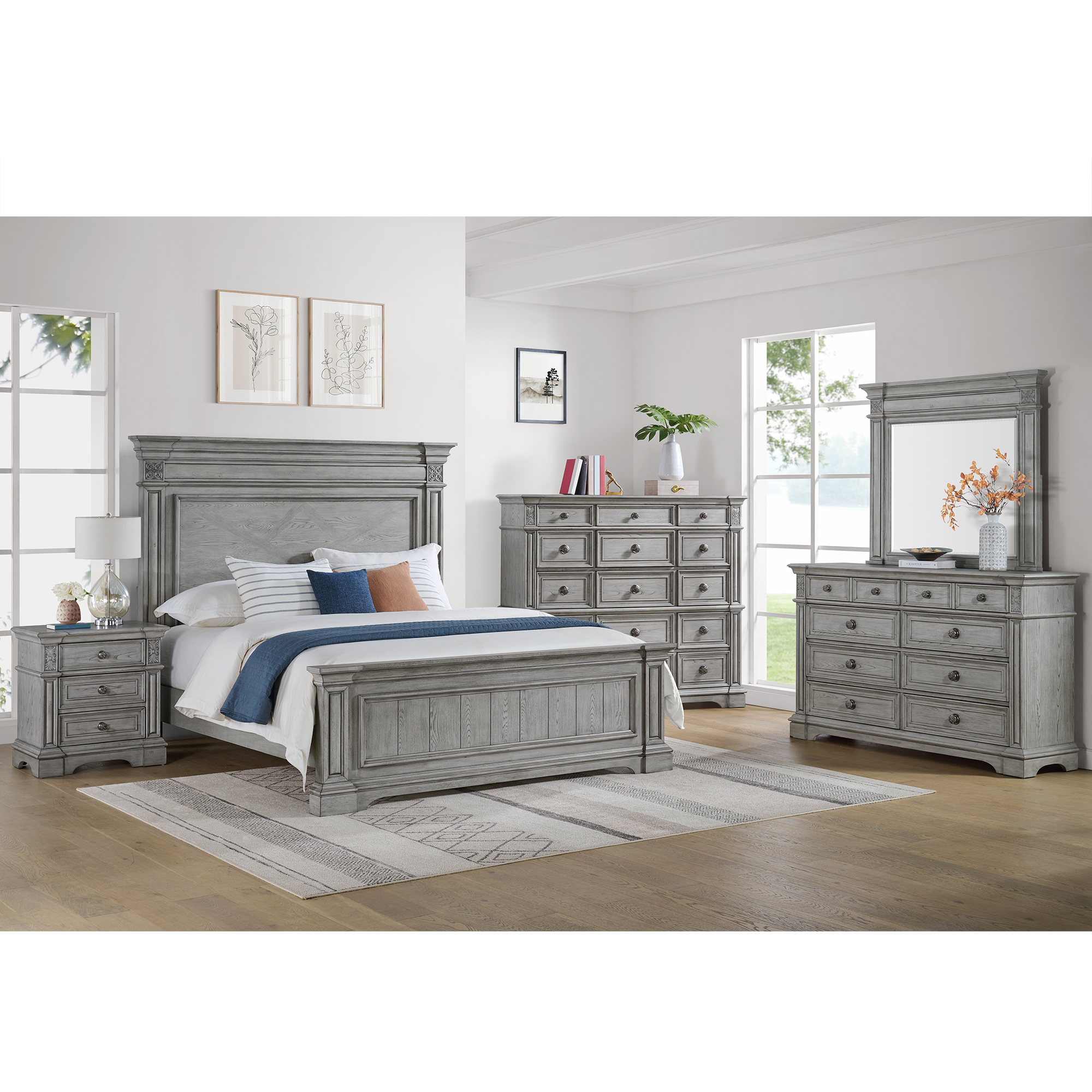 Elements Glenmore 15-Drawer Mansion Chest in Aged Grey