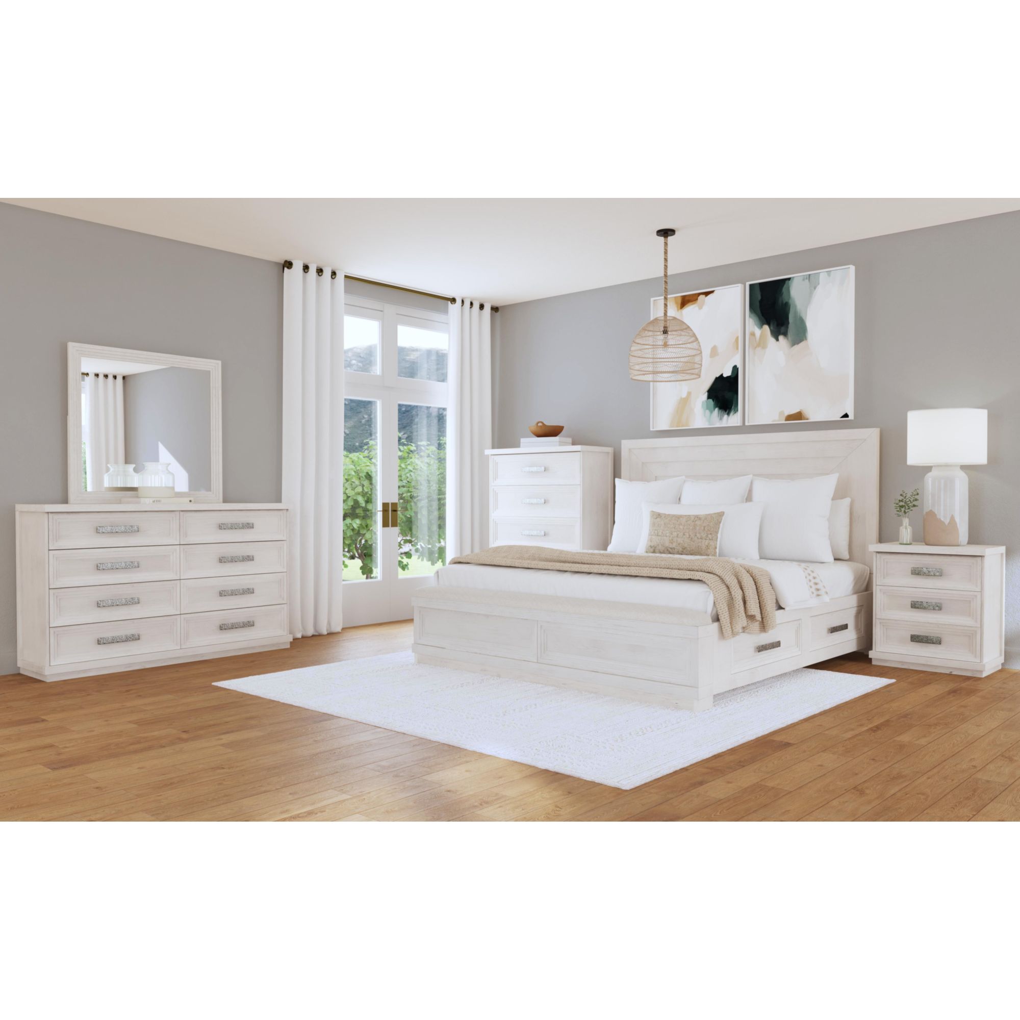 Elements Avalanche King Storage Bed in Antique White