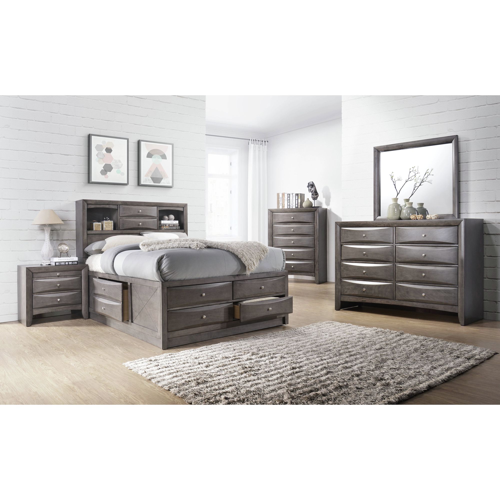 Elements Emily Chest Grey 5Drawer (Sturdy)