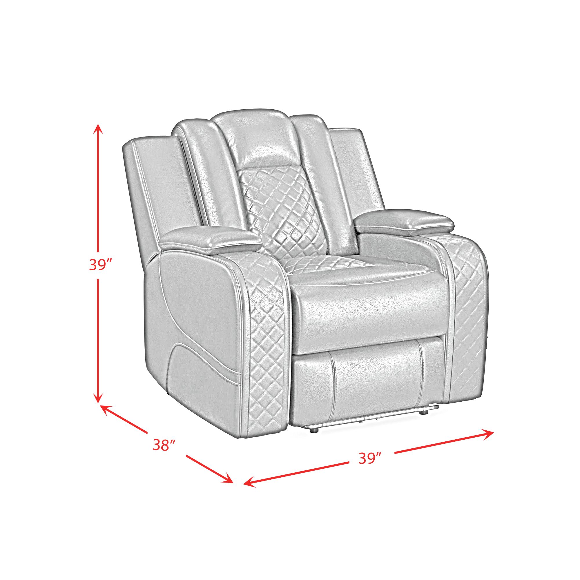 Elements Carlo Power Motion Recliner with Power Headrest, LED in Pebble Oyster