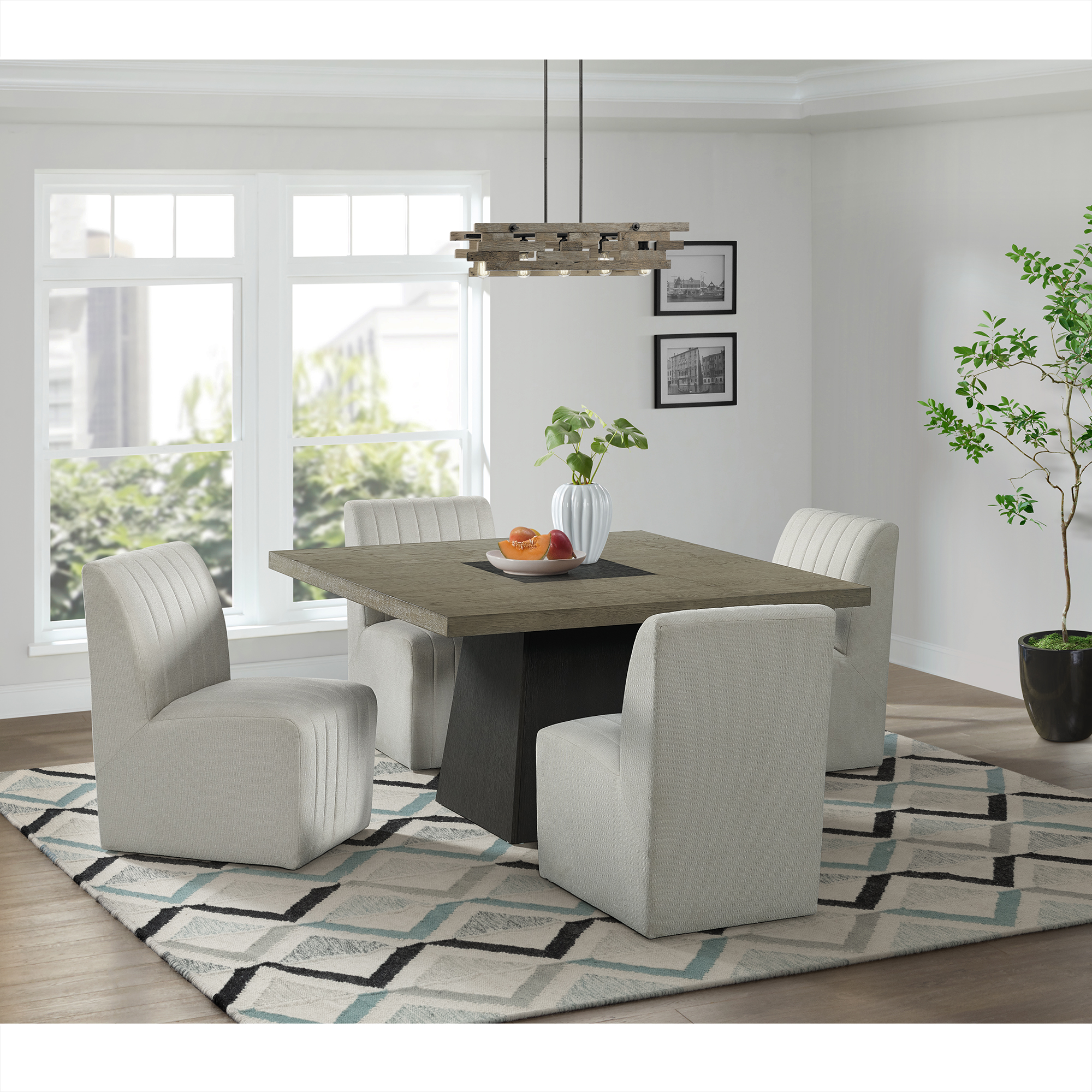 Elements Jemma Square Table w/ Grey Top & Dark Espresso Base