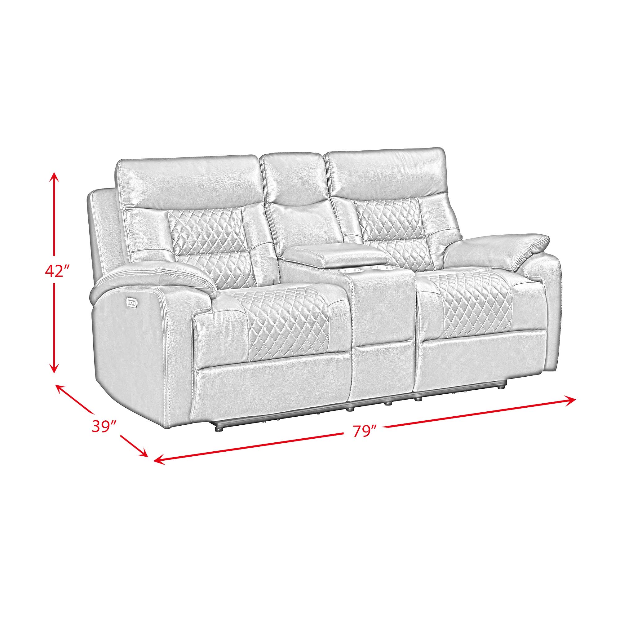 Model: U-4760-8201-285PP | Elements Trinidad Power Motion Loveseat with Power Motion Head Recliner & Console in Pebble Cream