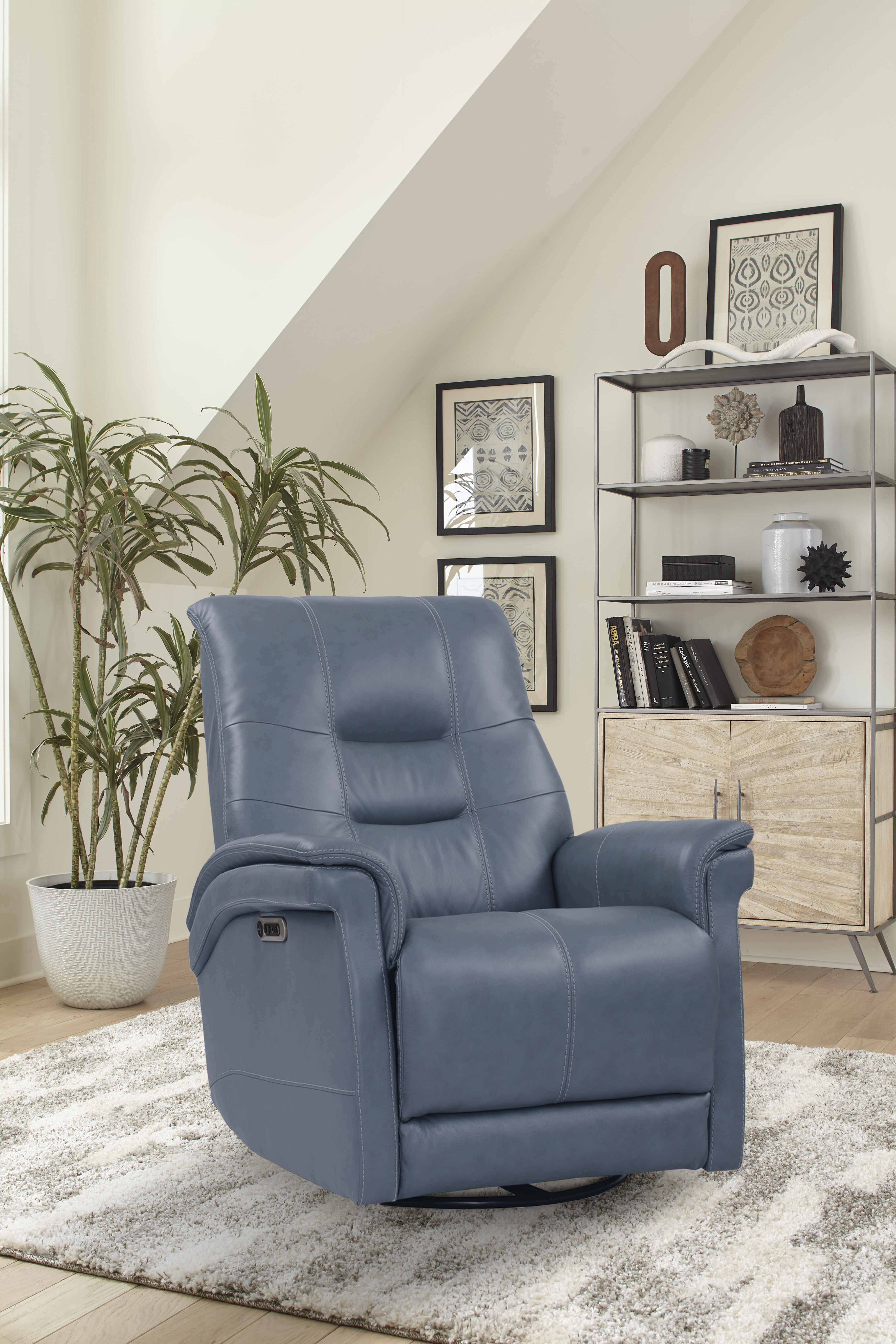 Parker House Carnegie - Verona Azure - Powered By Freemotion Cordless Power Swivel Glider Recliner Two Pack