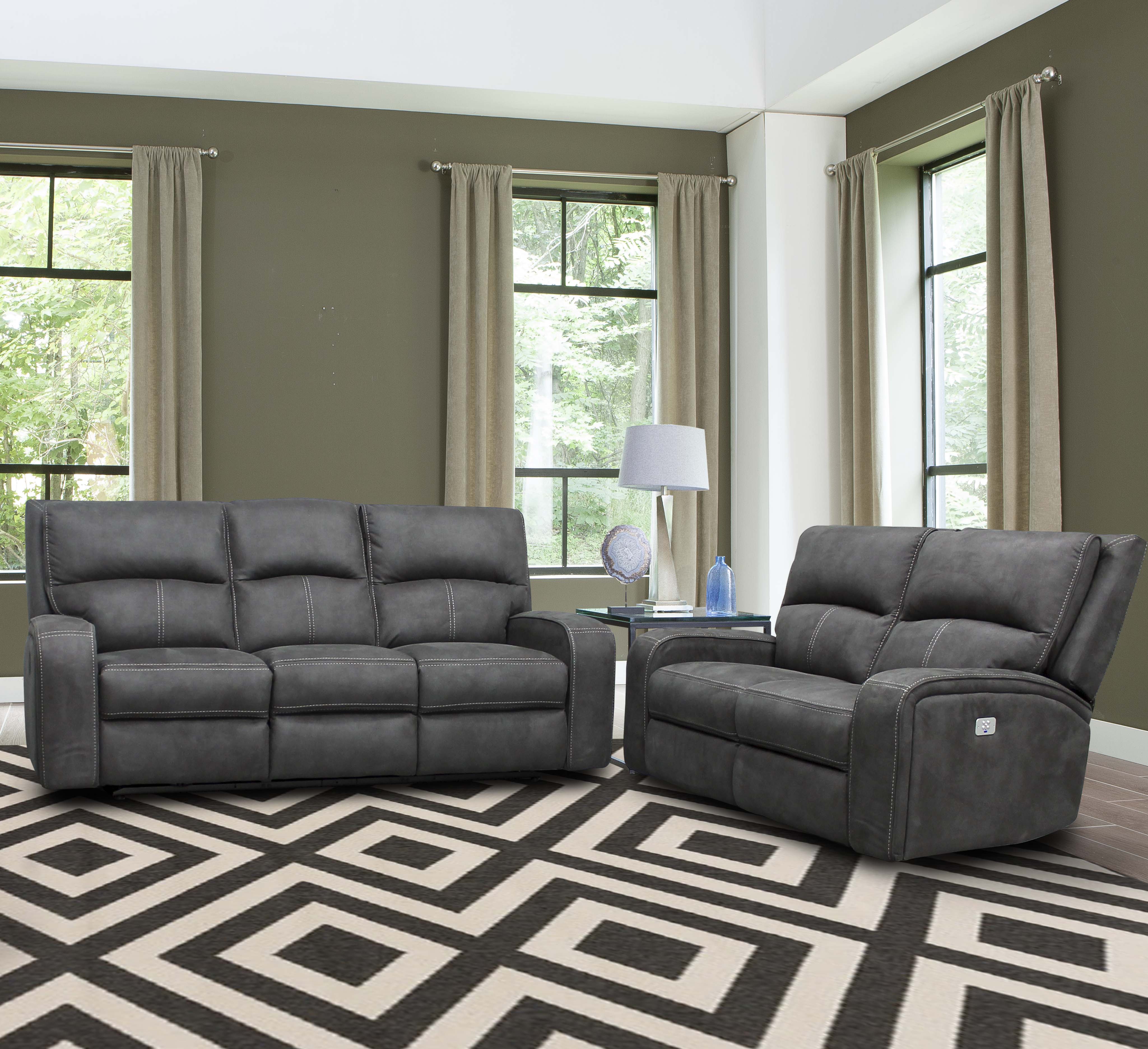 Parker House Polaris - Slate Power Reclining Sofa and Loveseat