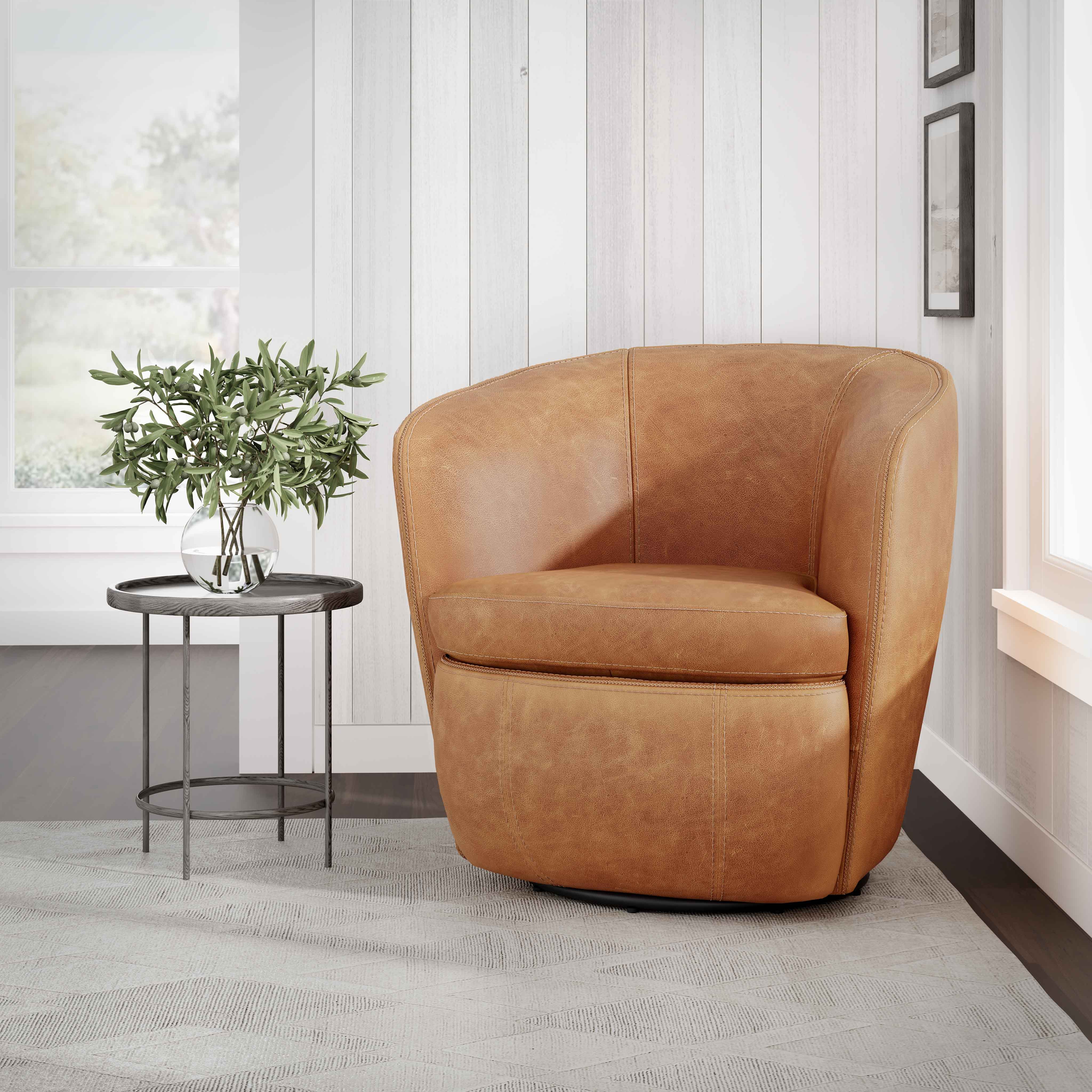 Parker House Barolo - Vintage Caramel 100% Italian Leather Swivel Club Chair
