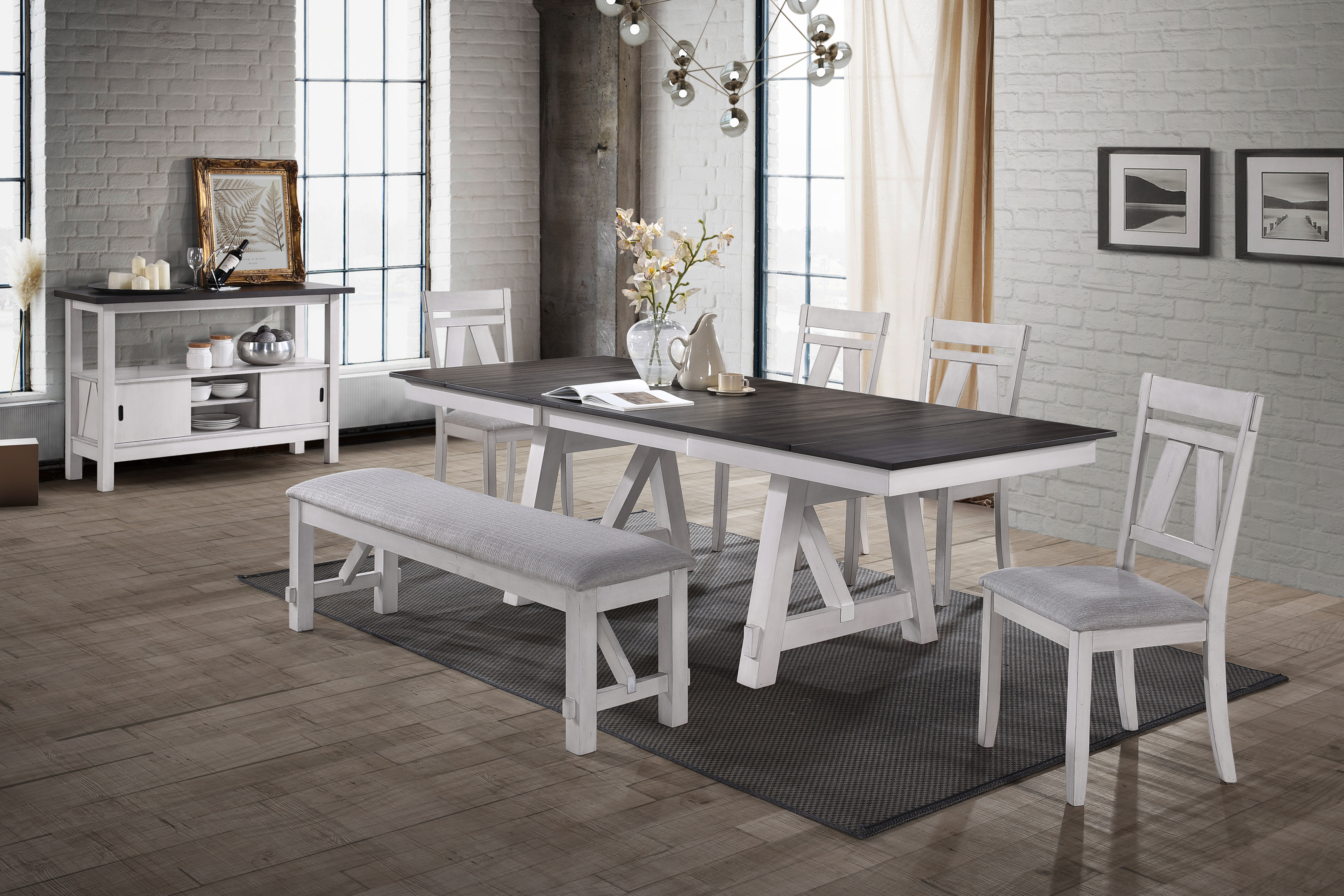 New Classic Home Furnishings Maisie Dining Table Top-White/Brown (1 Of 2)