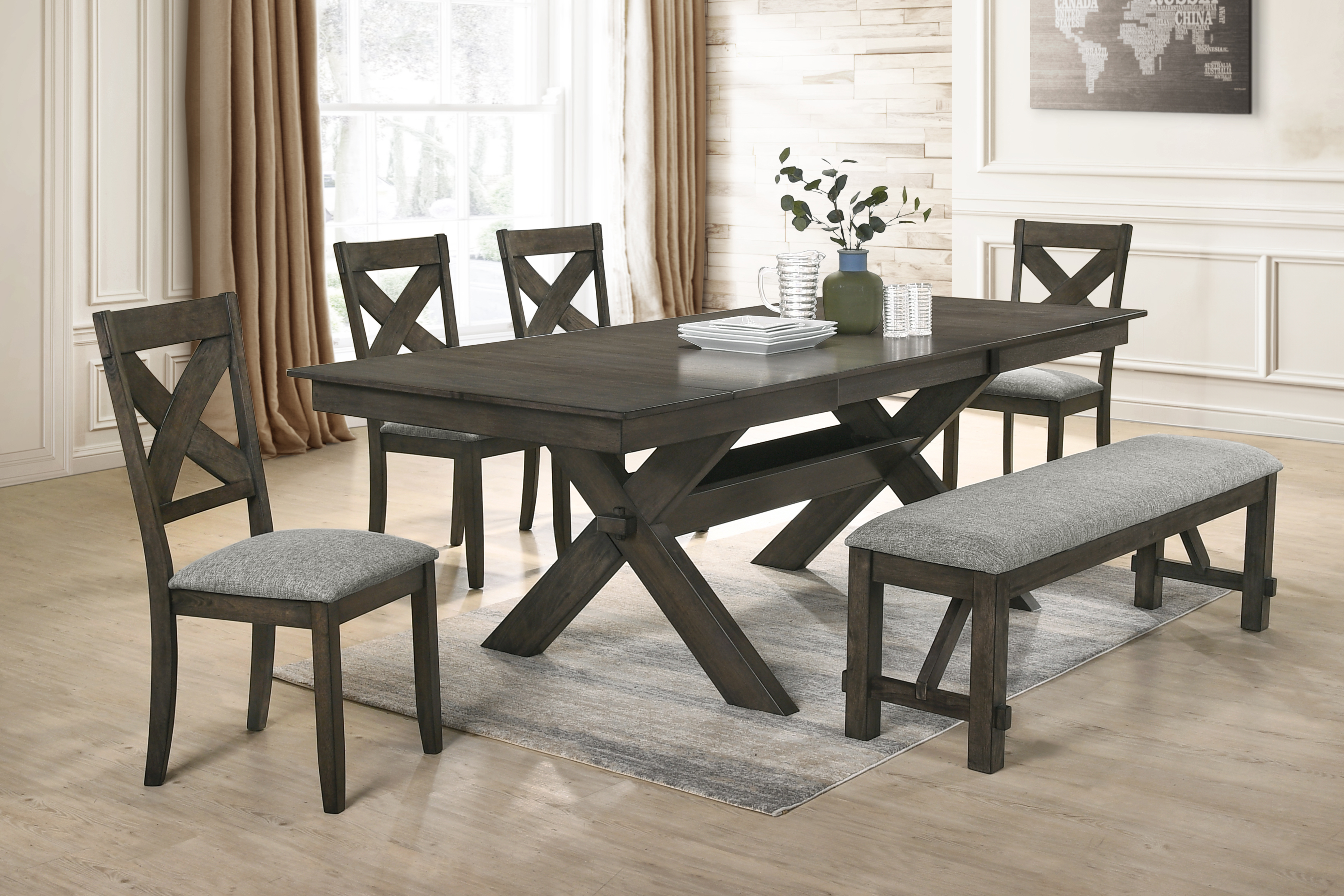 New Classic Home Furnishings Gulliver Dining Table Base-Rustic Brown (2 Of 2)
