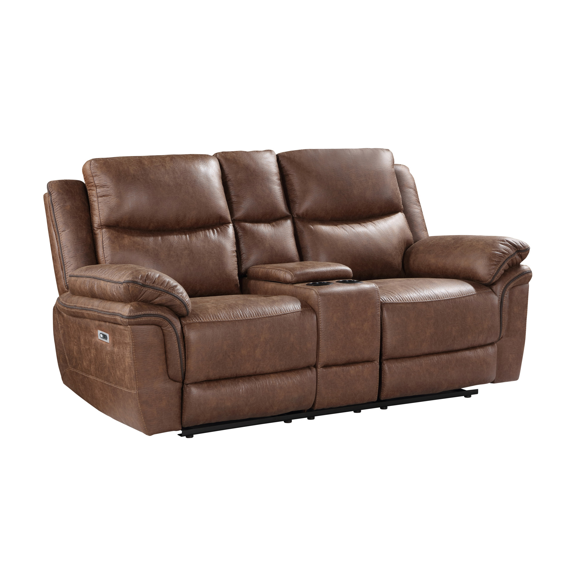 New Classic Home Furnishings Ryland Console Loveseat W/Pwr Fr--Brown