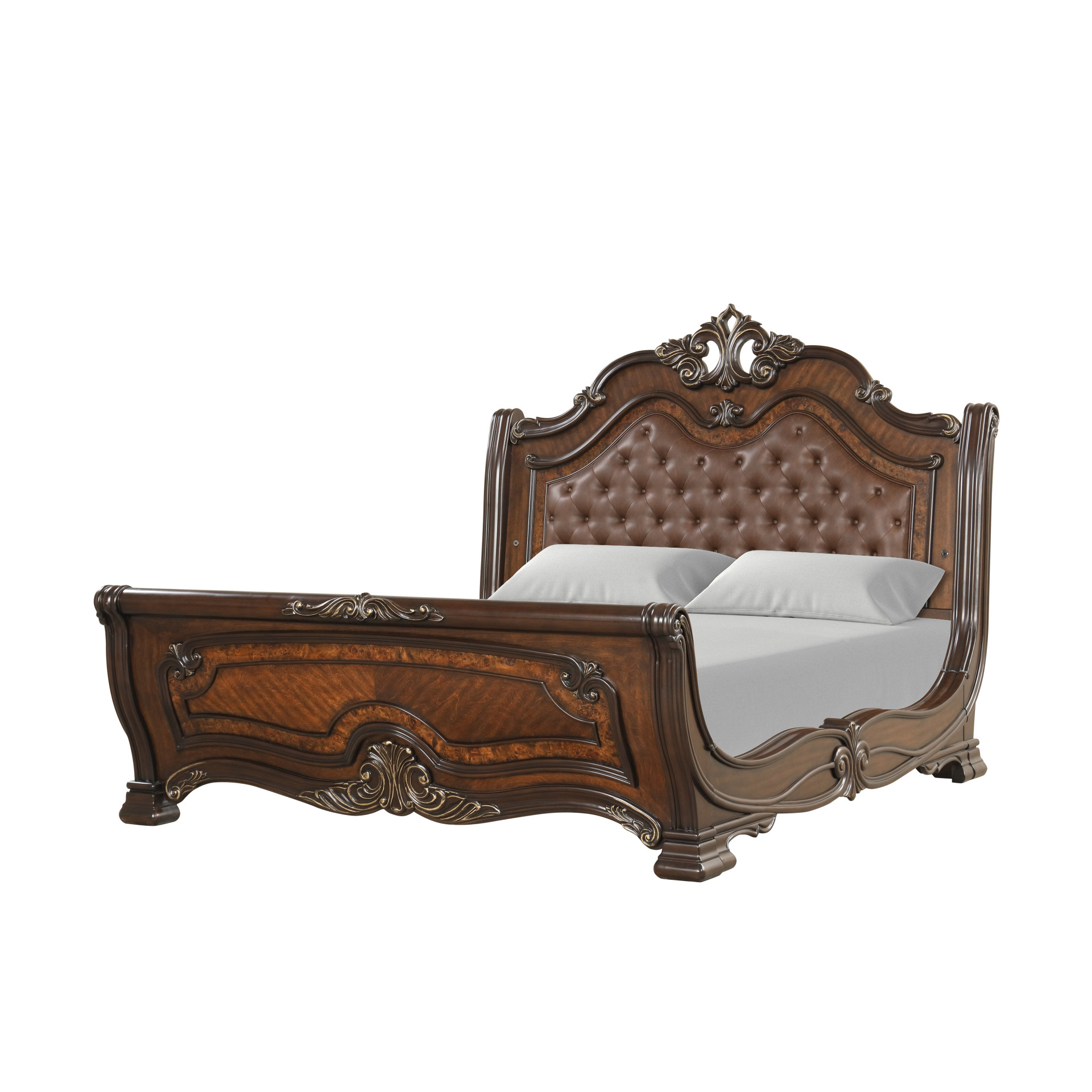 New Classic Home Furnishings Bella Notte 6''6"/6''0''/5''0" K/Q Hb Post Set -Mahogany Brow
