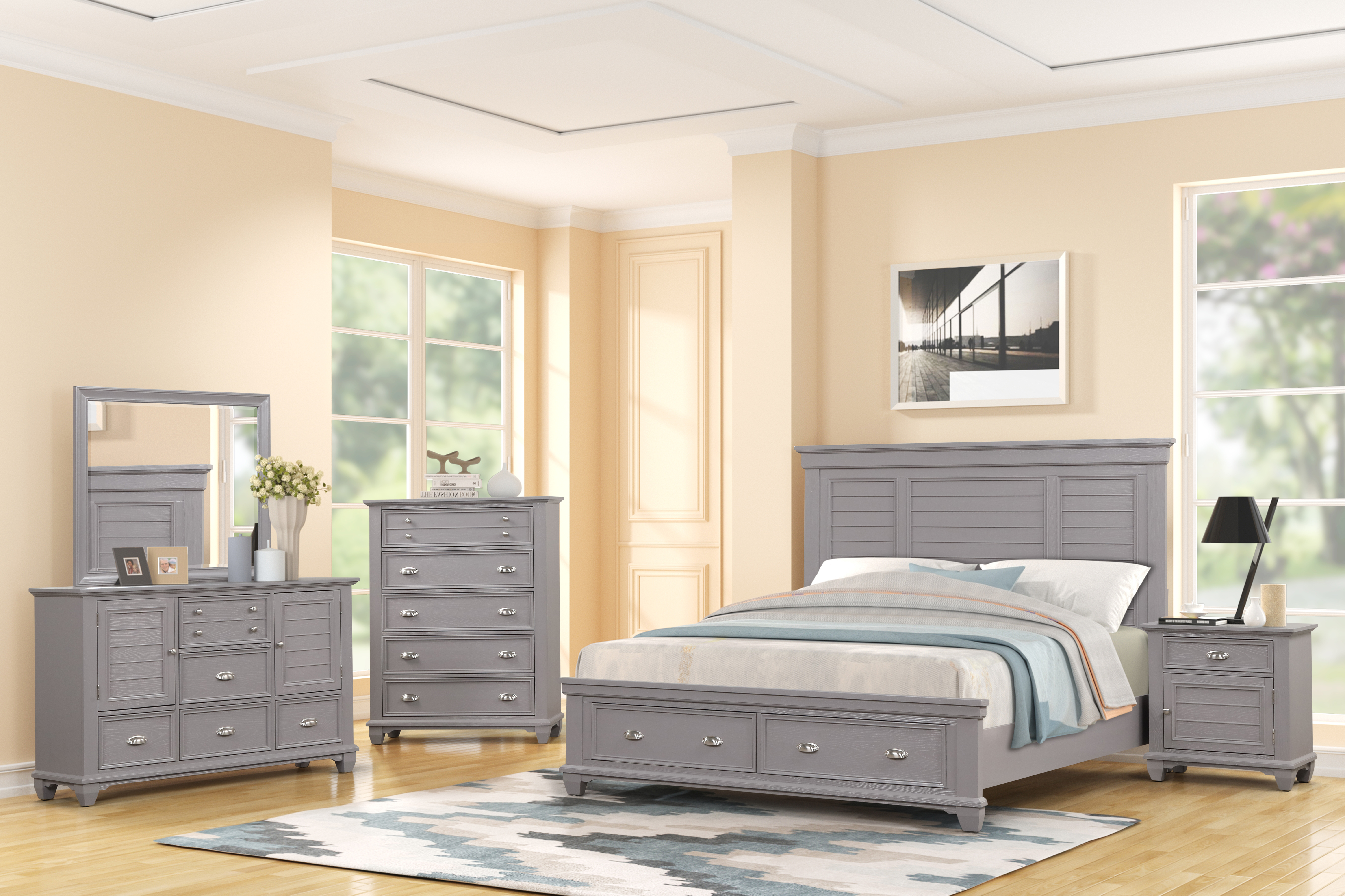 New Classic Home Furnishings Jamestown 6''6" / 6''0" K Footboard & Slats- Gray