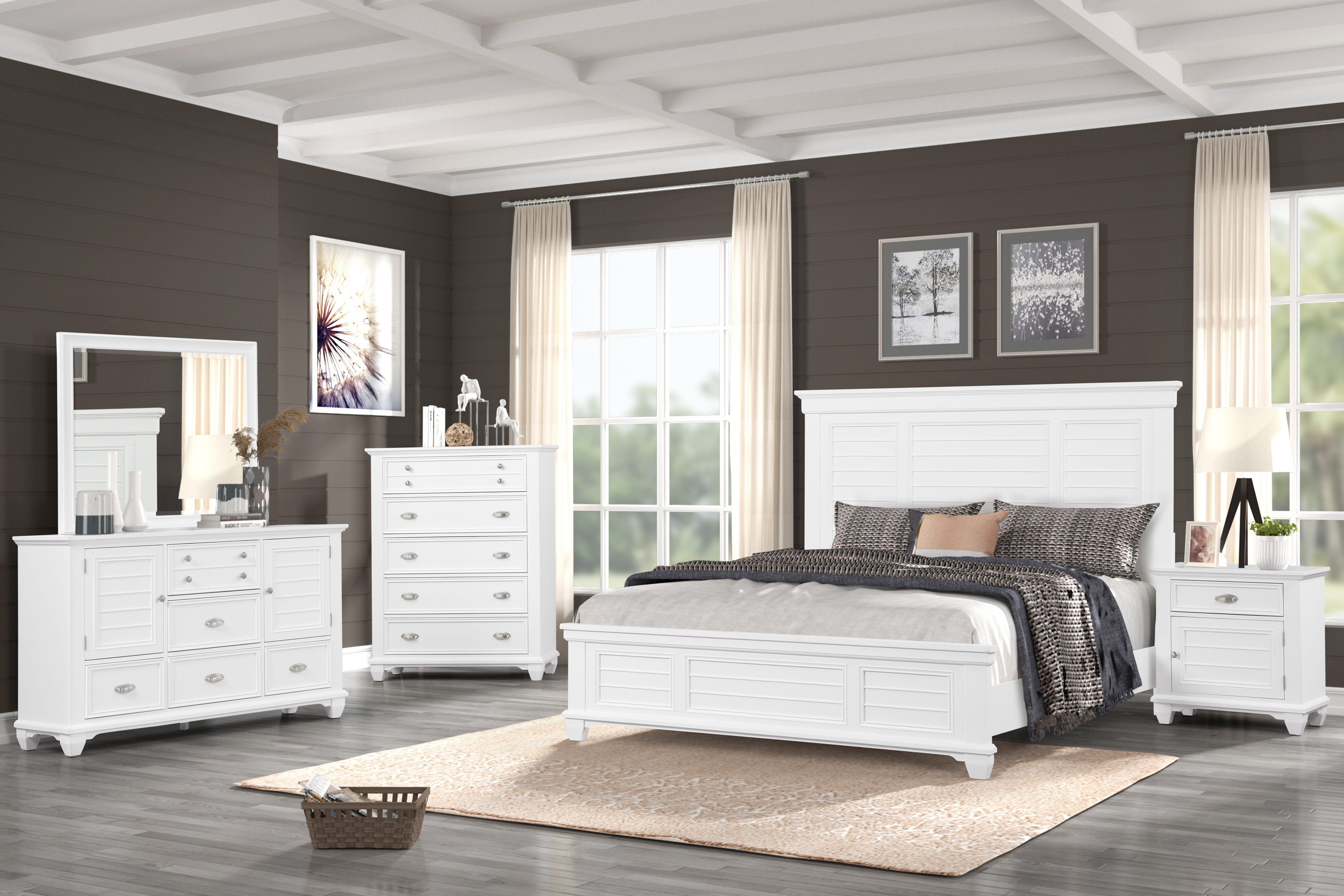 New Classic Home Furnishings Jamestown 5''0" Q Headboard- White