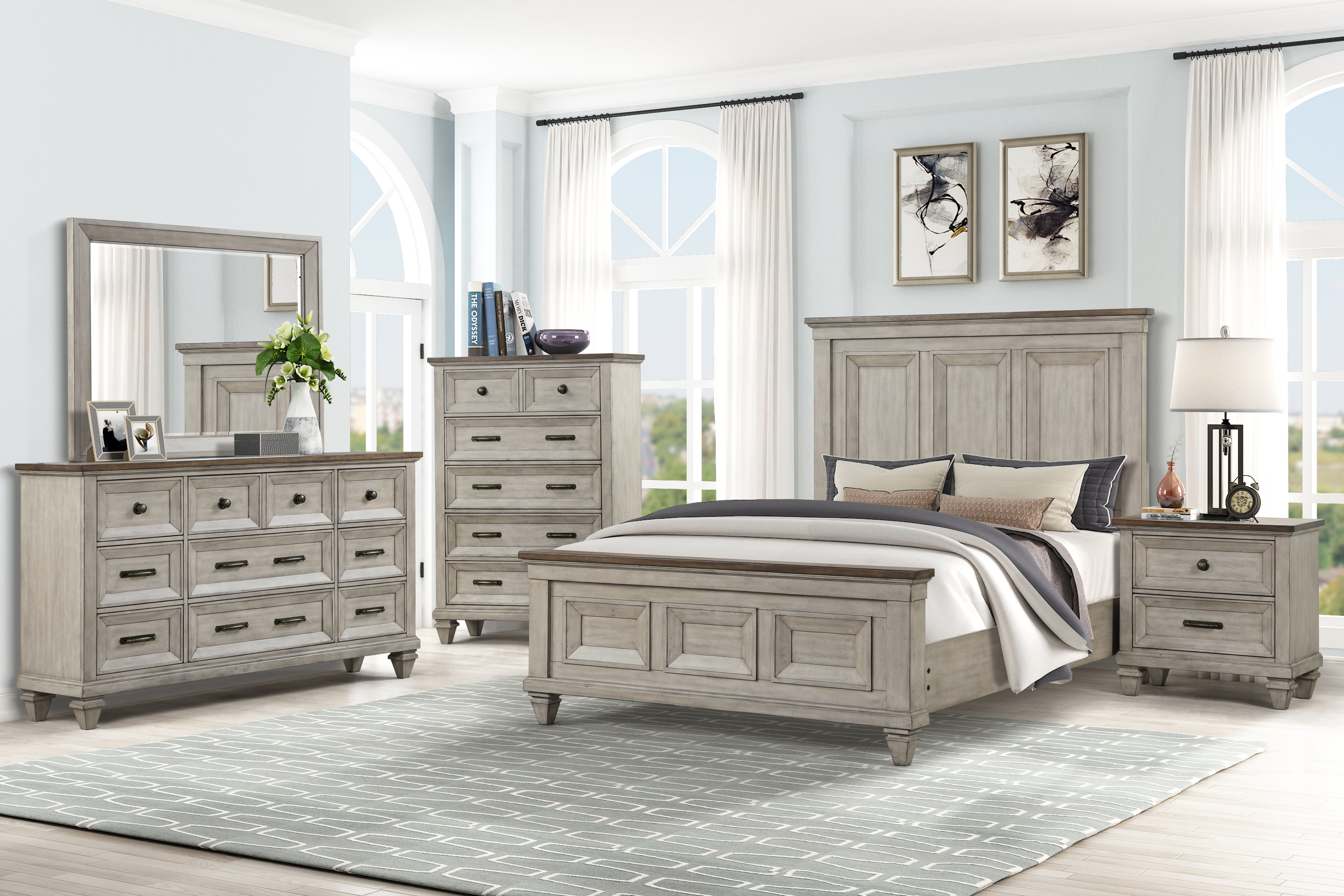 New Classic Home Furnishings Mariana 5/0 Q Footboard & Slats-Vintage Creme