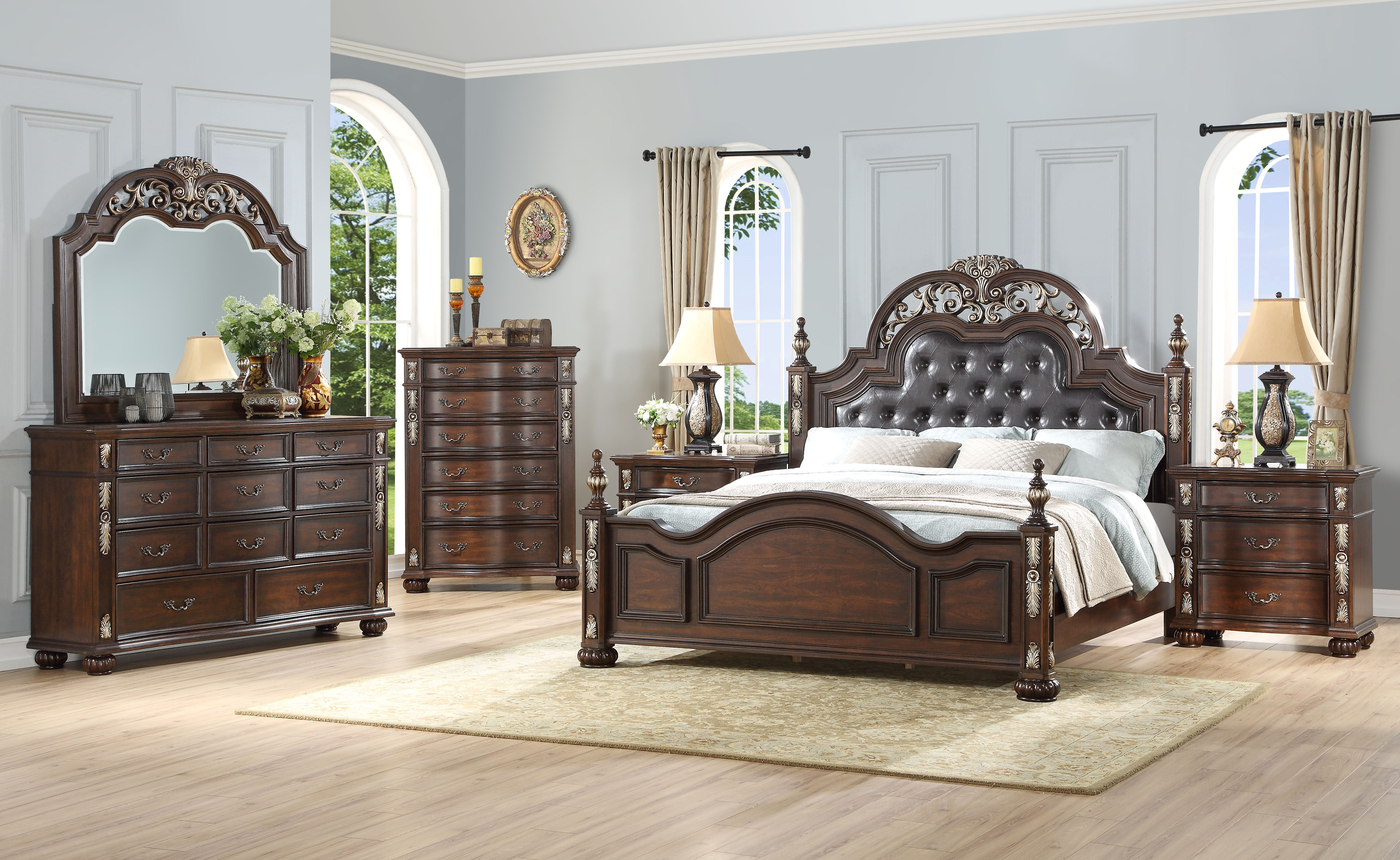 New Classic Home Furnishings Maximus 5/0 Q  Footboard & Slats-Madeira