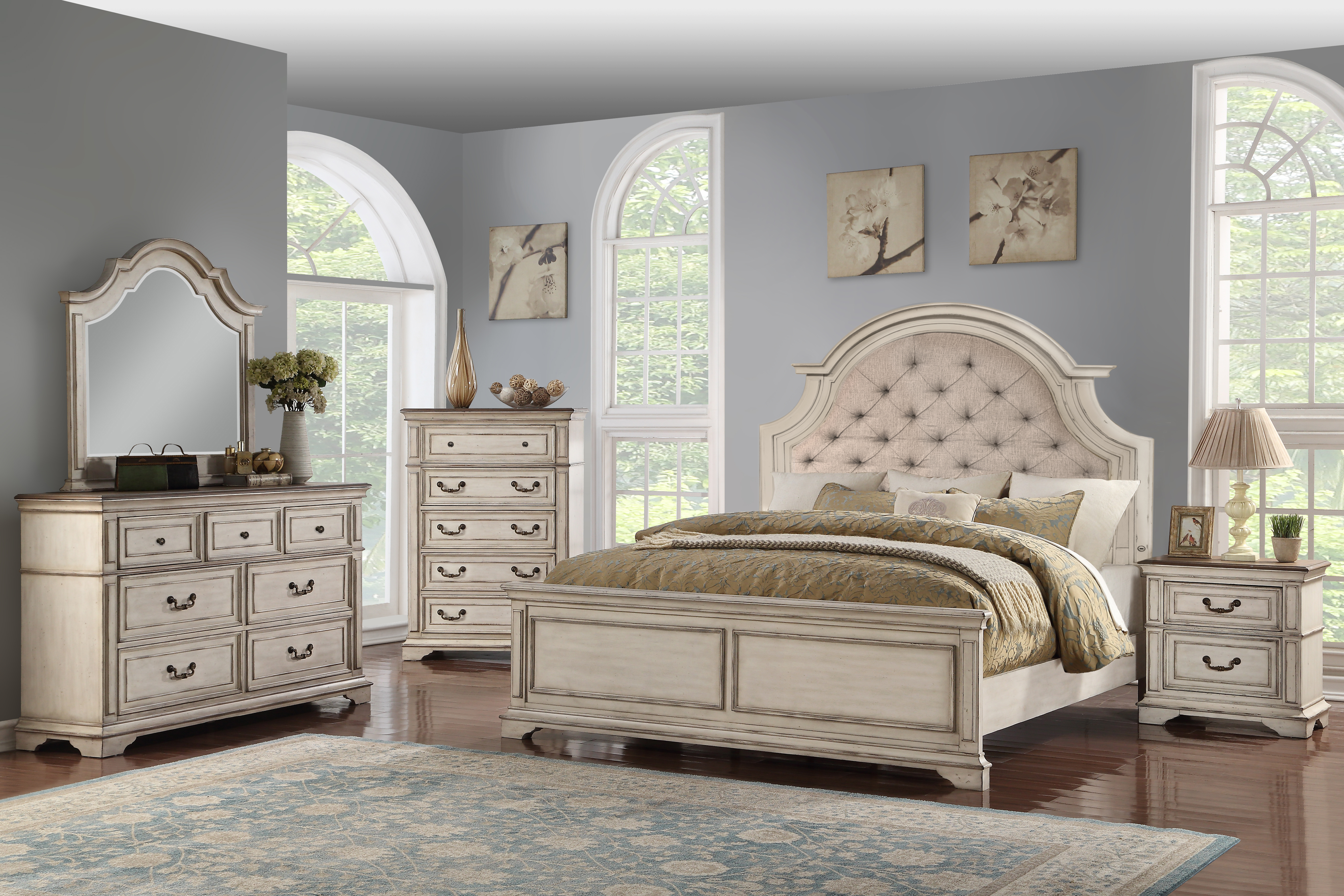 New Classic Home Furnishings Anastasia 5/0 Q Footboard & Slats - Ant. White