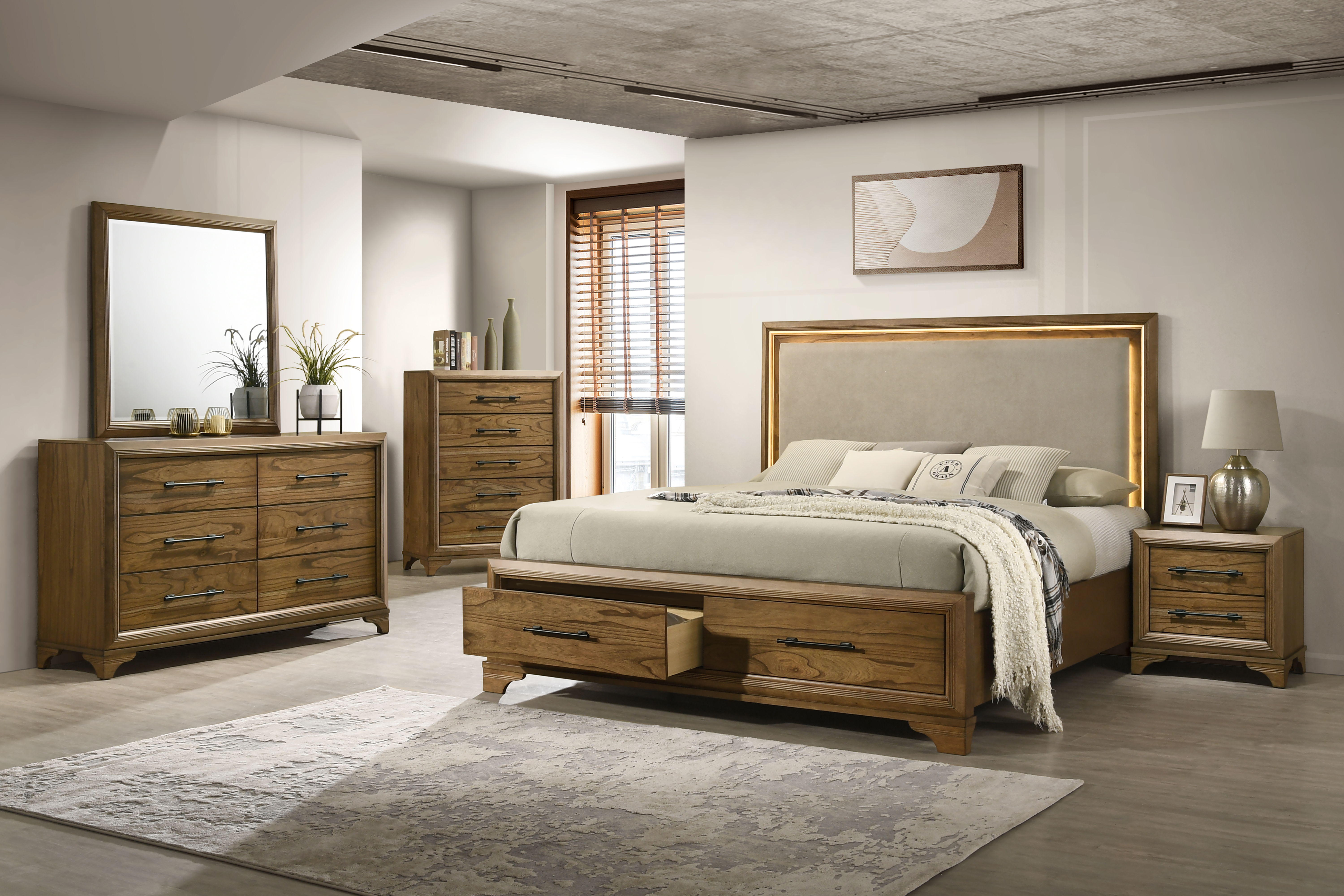New Classic Home Furnishings Talcott 6/6-6/0 Ek/Wk Storage Footboard Drawer Kit- Honey