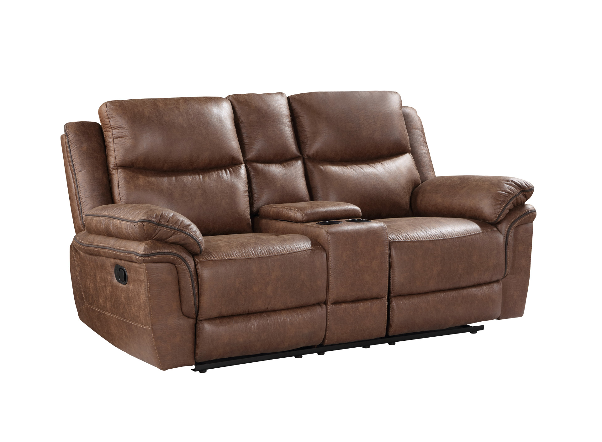 New Classic Home Furnishings Ryland Console Loveseat W/ Dual Recliners--Brown