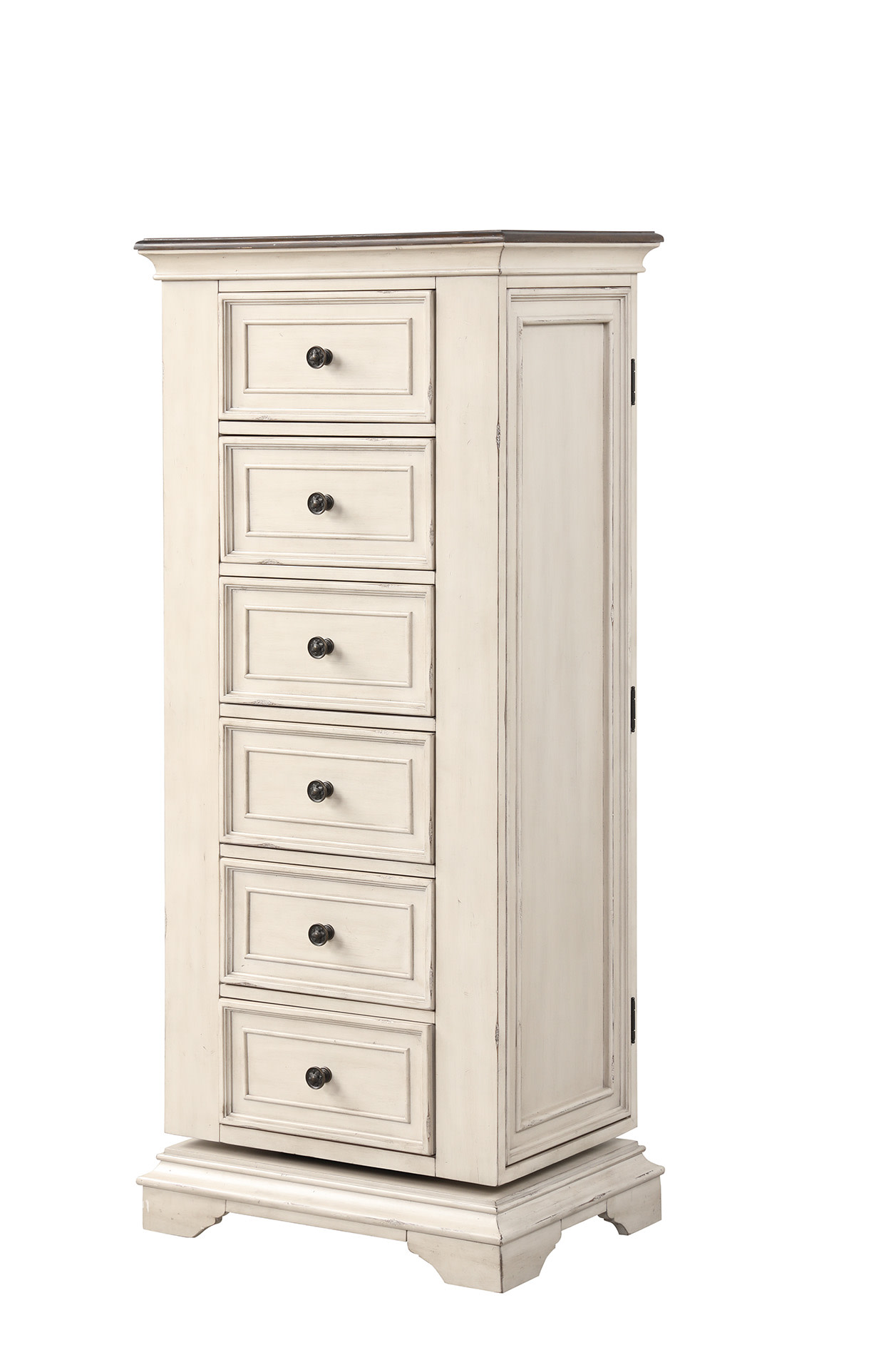 New Classic Home Furnishings Anastasia Lingerie Swivel Chest W/Mirror-Ant. White