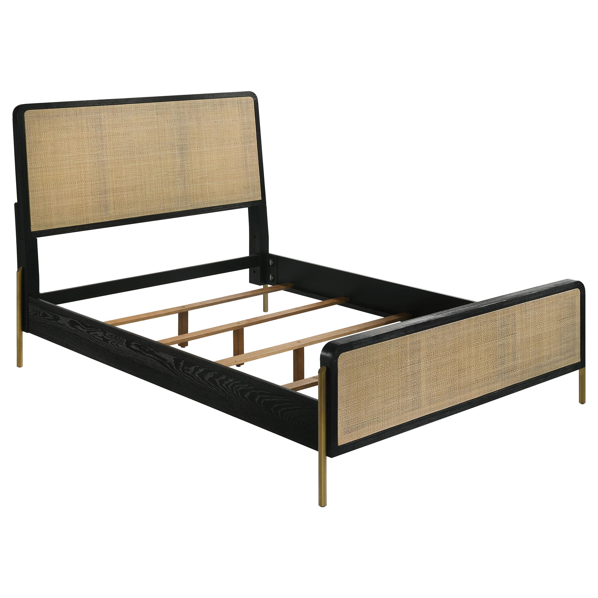 Coaster Arini Rattan California King Panel Bed Black and Natural
