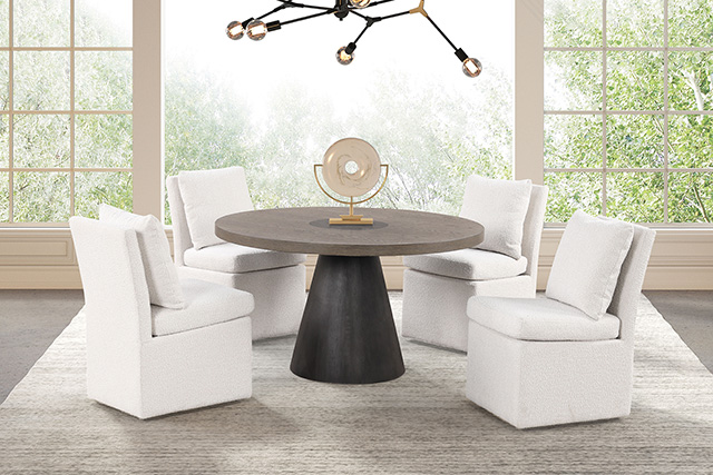 Furniture of America Broager 5 Pc Dining Table Set (Light Gray Caster Chairs)